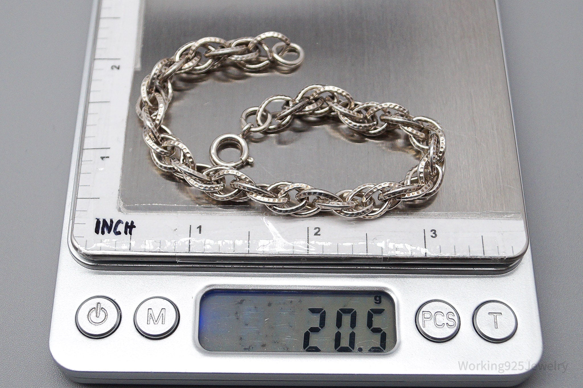 Vintage Prolite Chain Link Sterling Silver Bracelet - 8"