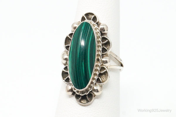 Vintage Southwestern Malachite Sterling Silver Ring Size 6