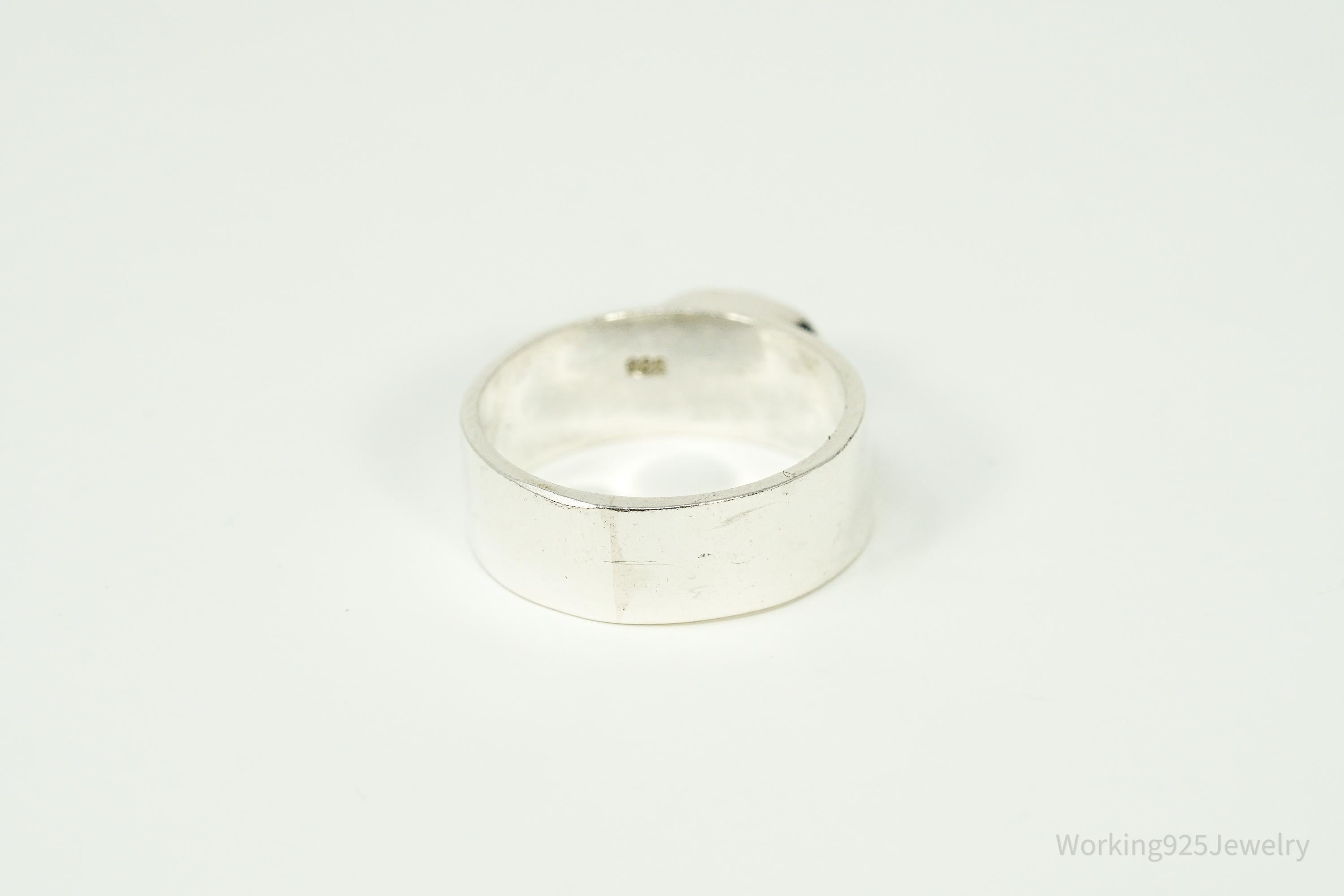 Vintage Opal Sterling Silver Band Ring - Size 8.75