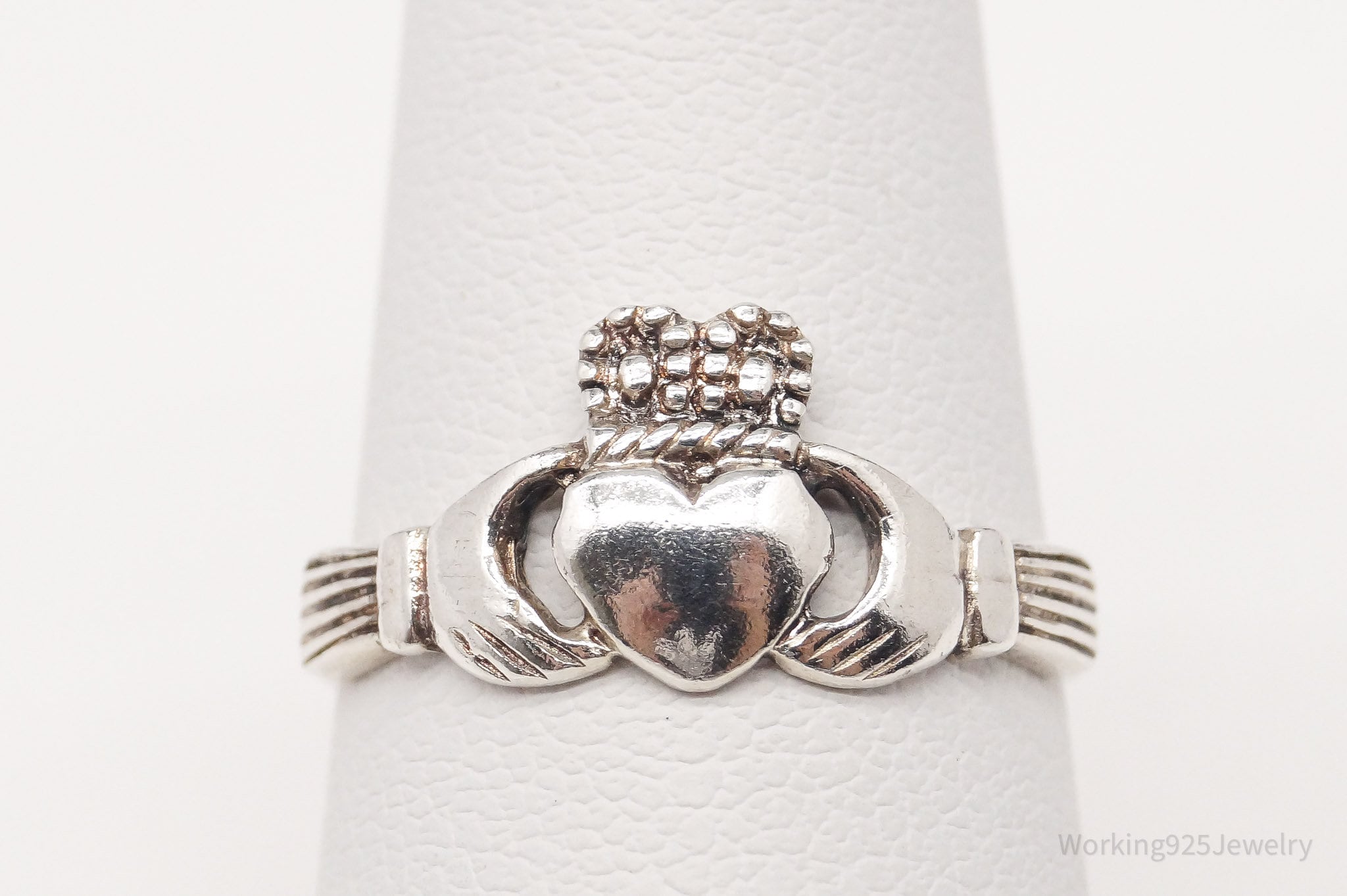 Vintage Claddagh Irish Heart Sterling Silver Ring Size 6.25