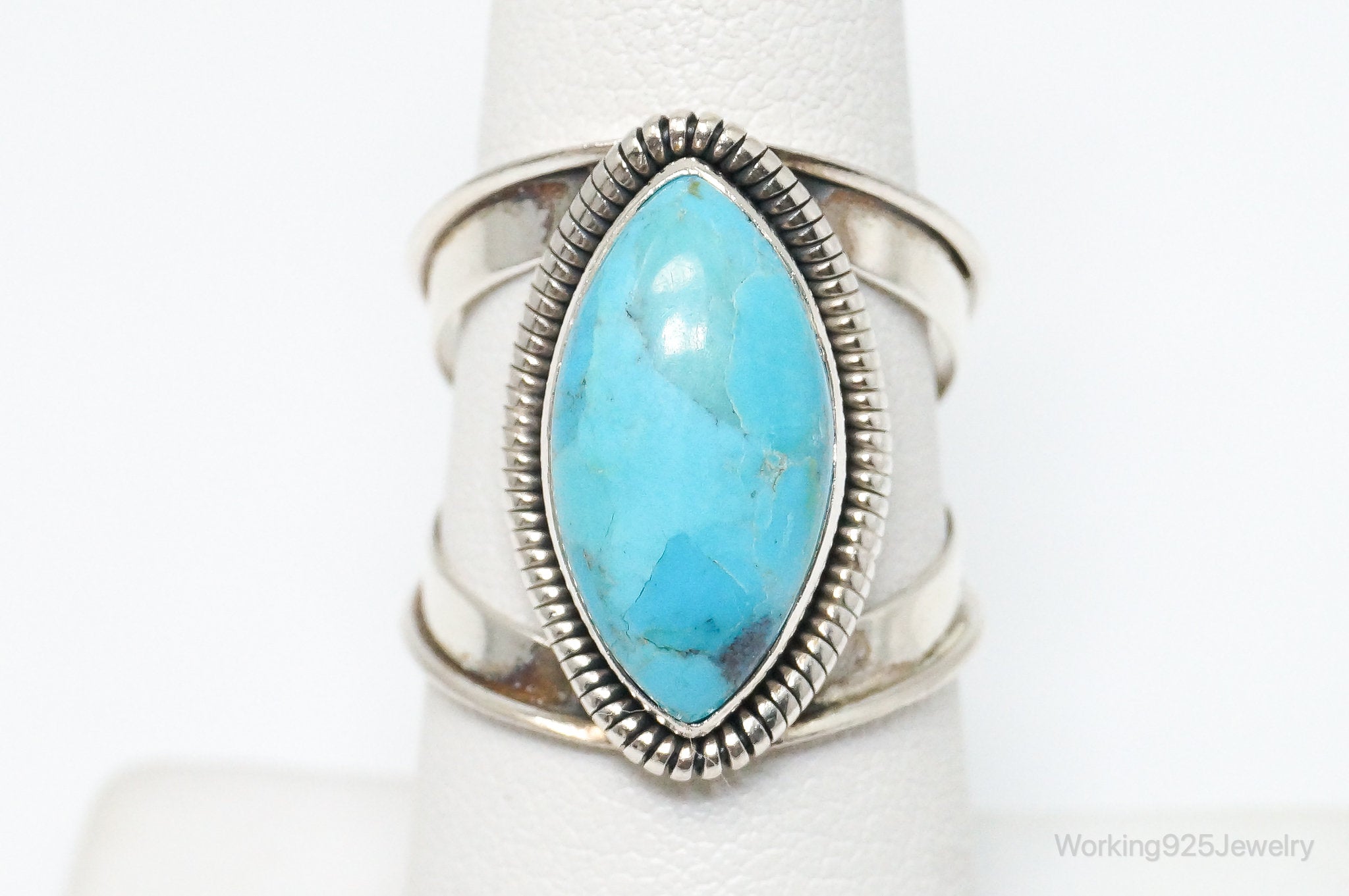 Vintage Turquoise Sterling Silver Ring - SZ 7.25