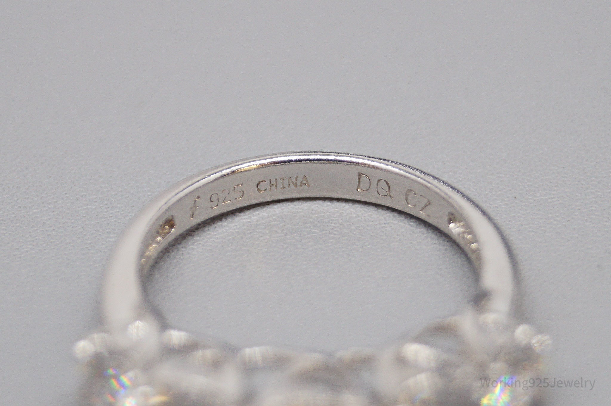Vintage Diamonique Cubic Zirconia Sterling Silver Ring - Size 5.25
