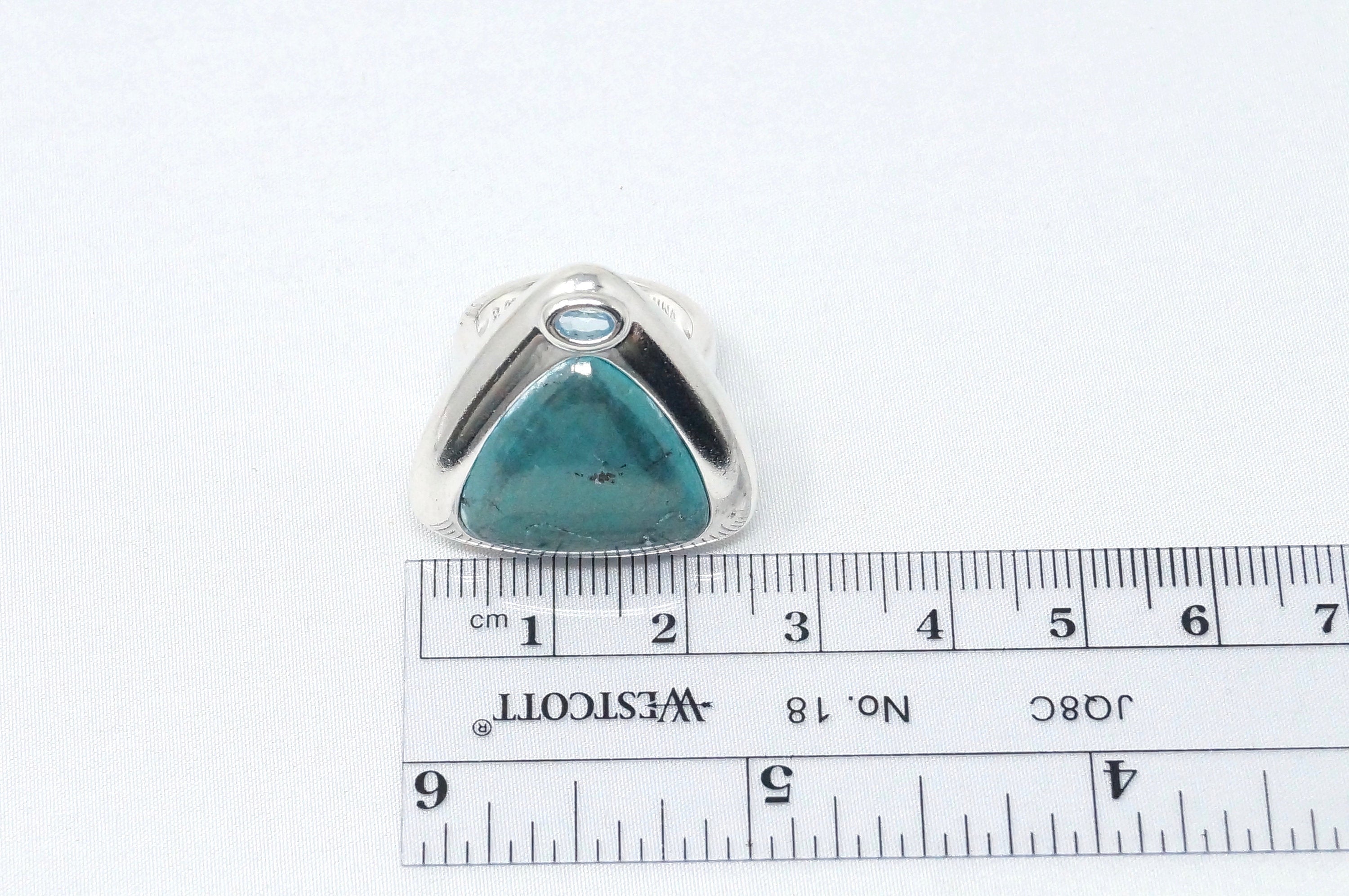 Vintage Southwestern Style Blue Turquoise Blue Topaz Ring Sterling - Size 5.5