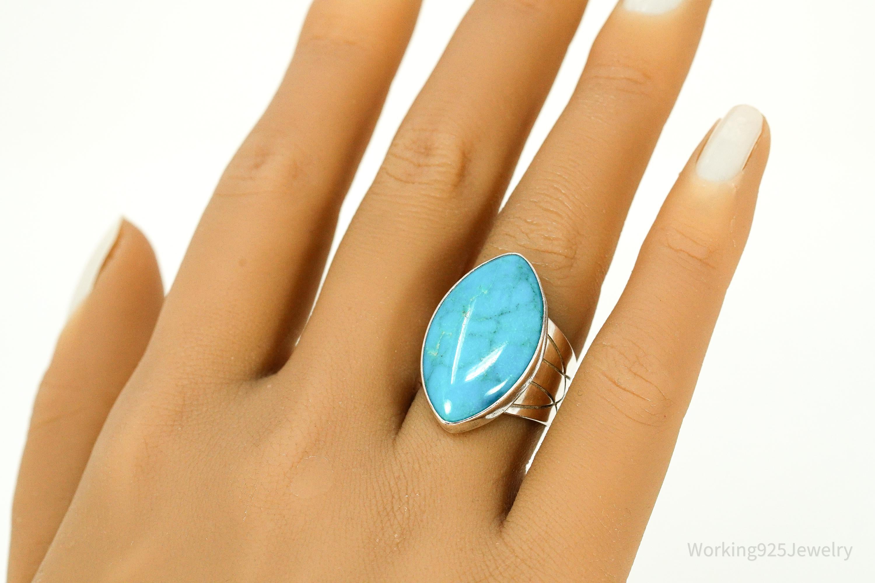 Vintage Desert Rose Trading Co Turquoise Sterling Silver Ring Size 6.75