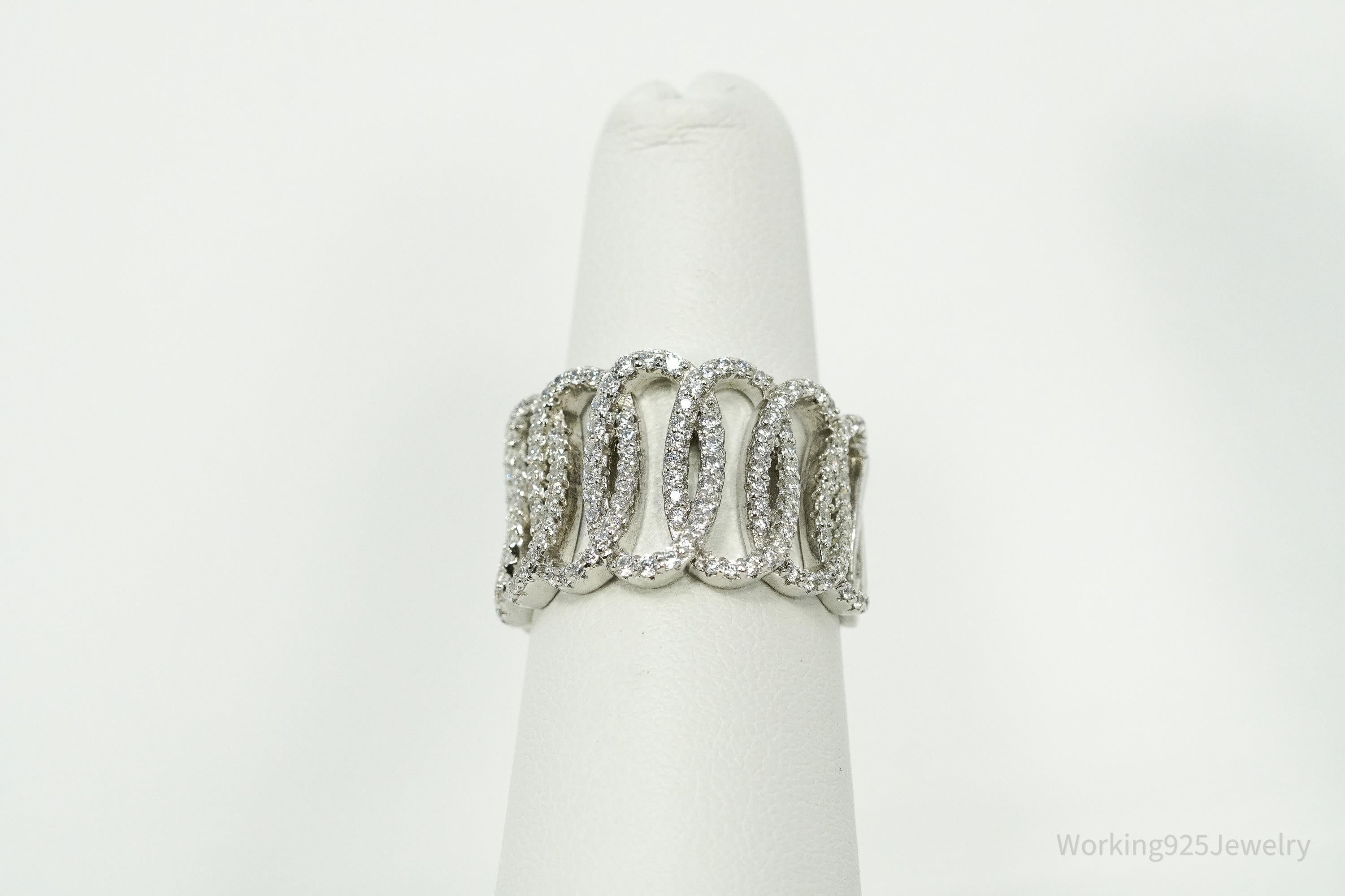 Vintage Cubic Zirconia Sterling Silver Ring - Size 6