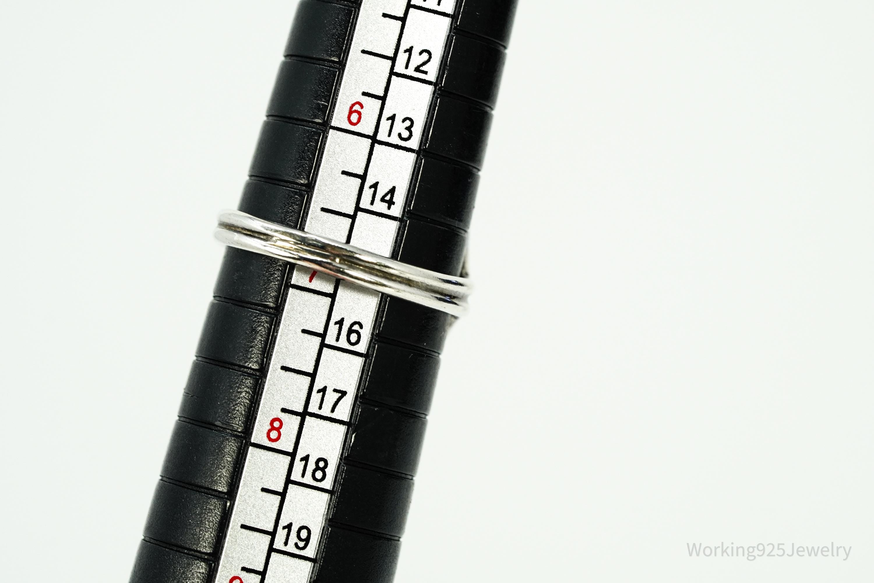 Vintage Native Turquoise Sterling Silver Ring - Size 6.75