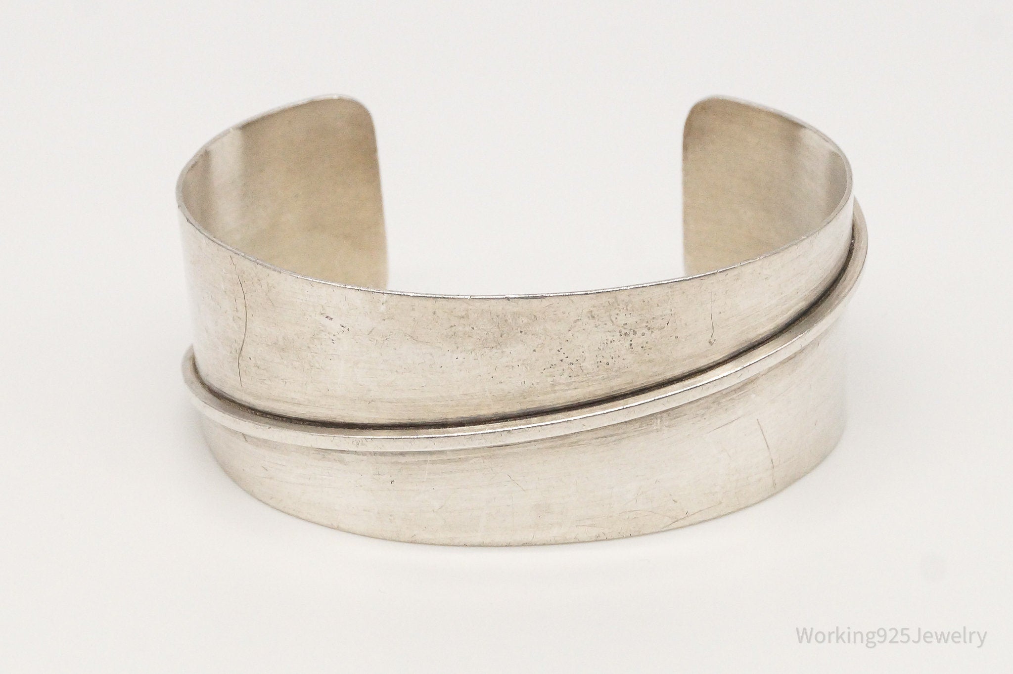 Vintage Modernist Designer Otto Robert Bade Sterling Silver Cuff Bracelet