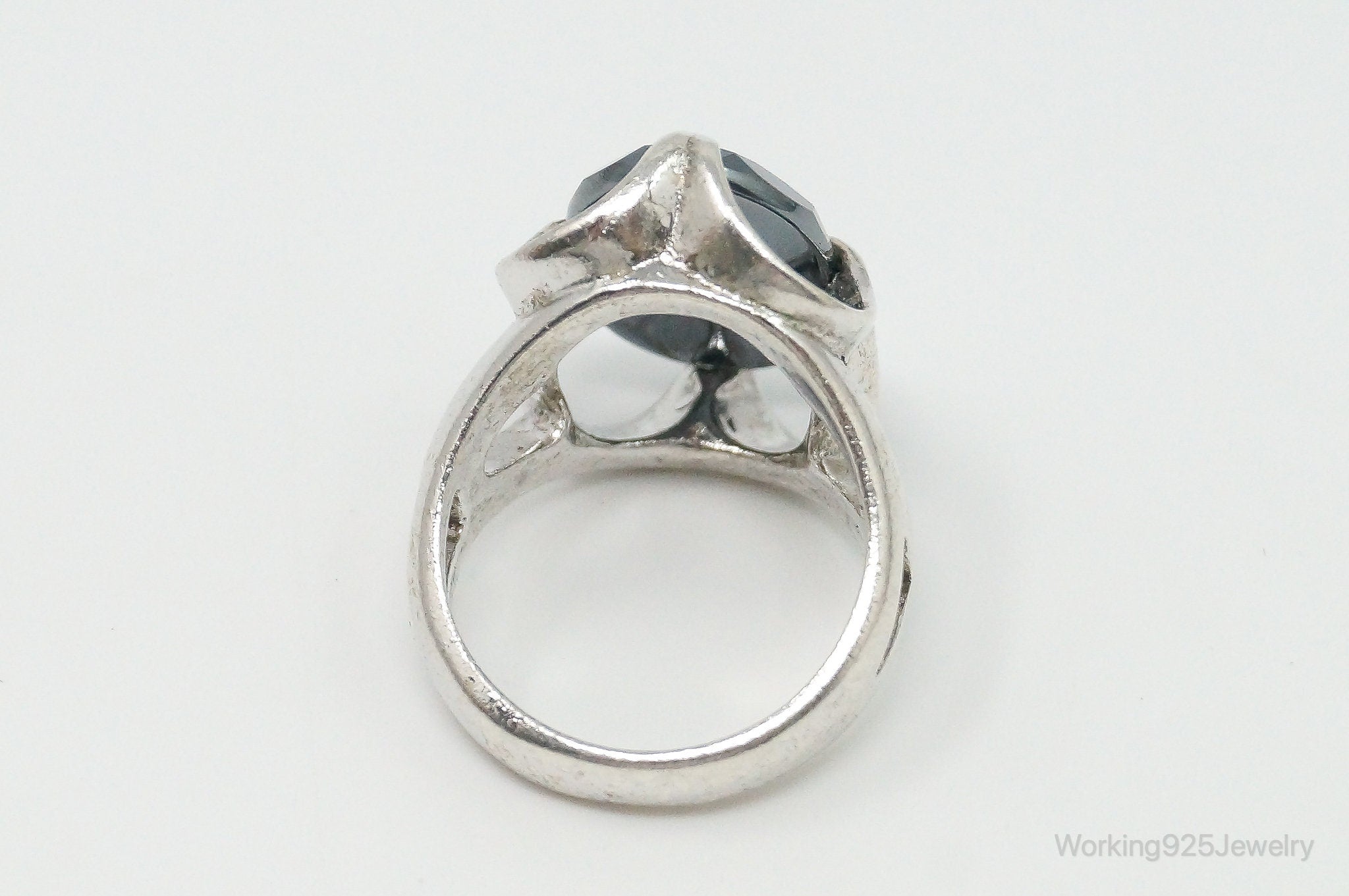 Vintage Wheeler Manufacturing Co Hematite Sterling Silver Ring - Size 6