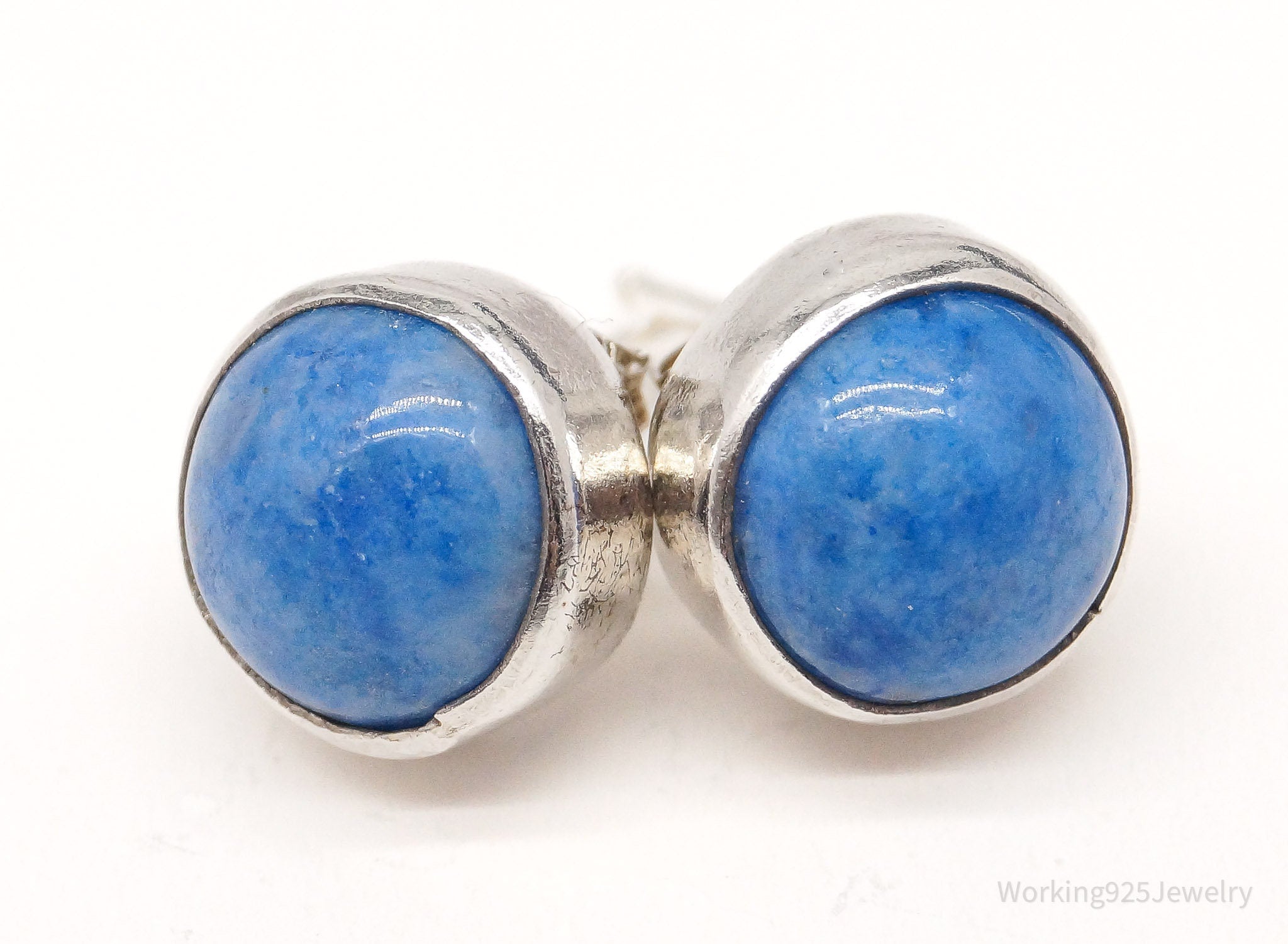 Vintage Lapis Lazuli Silver Stud Earrings