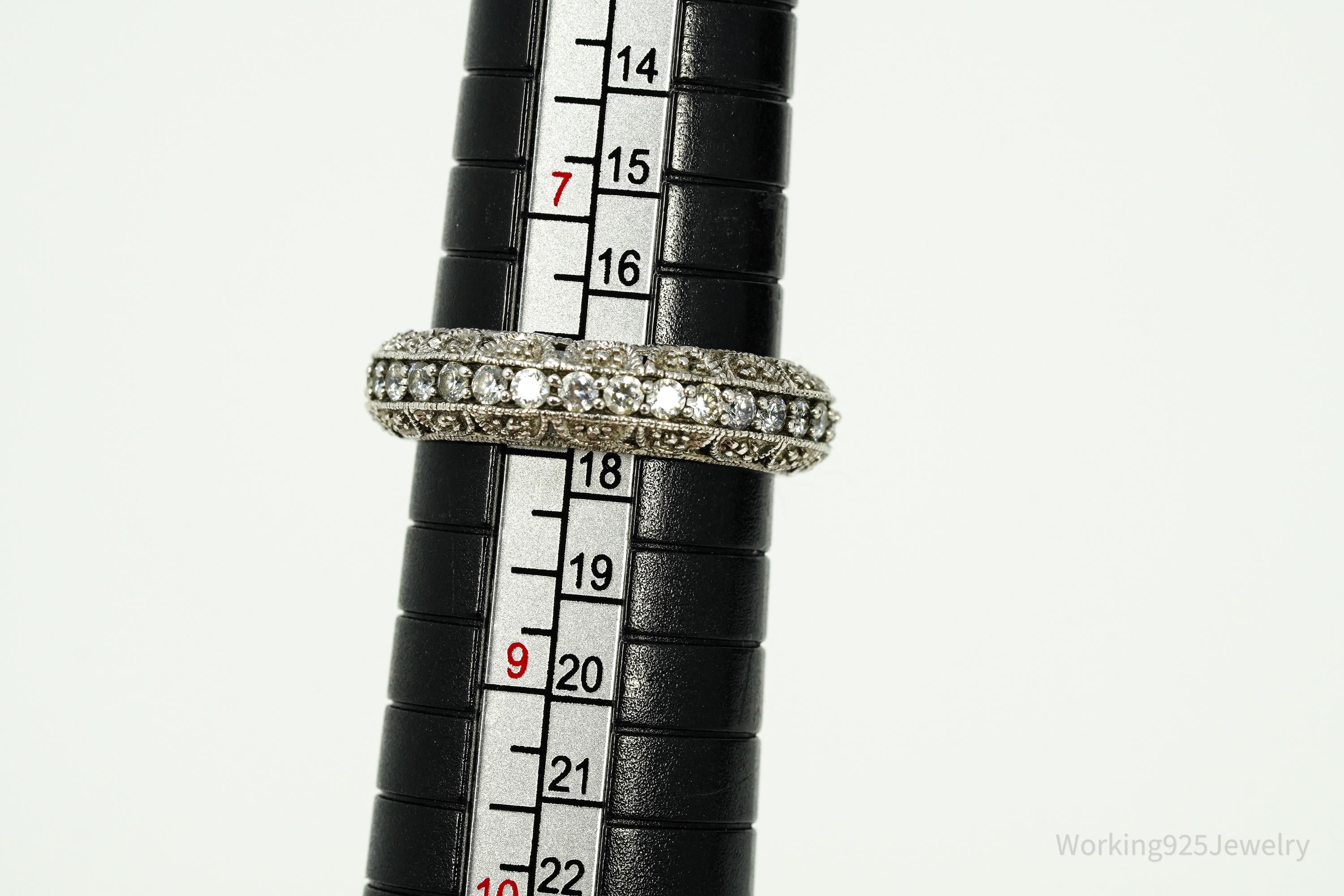Vintage Cubic Zirconia Sterling Silver Ring - Size 8