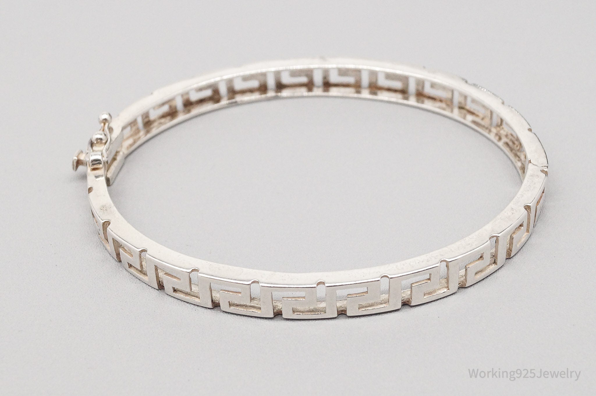 Vintage Greek Key Design Sterling Silver Bracelet