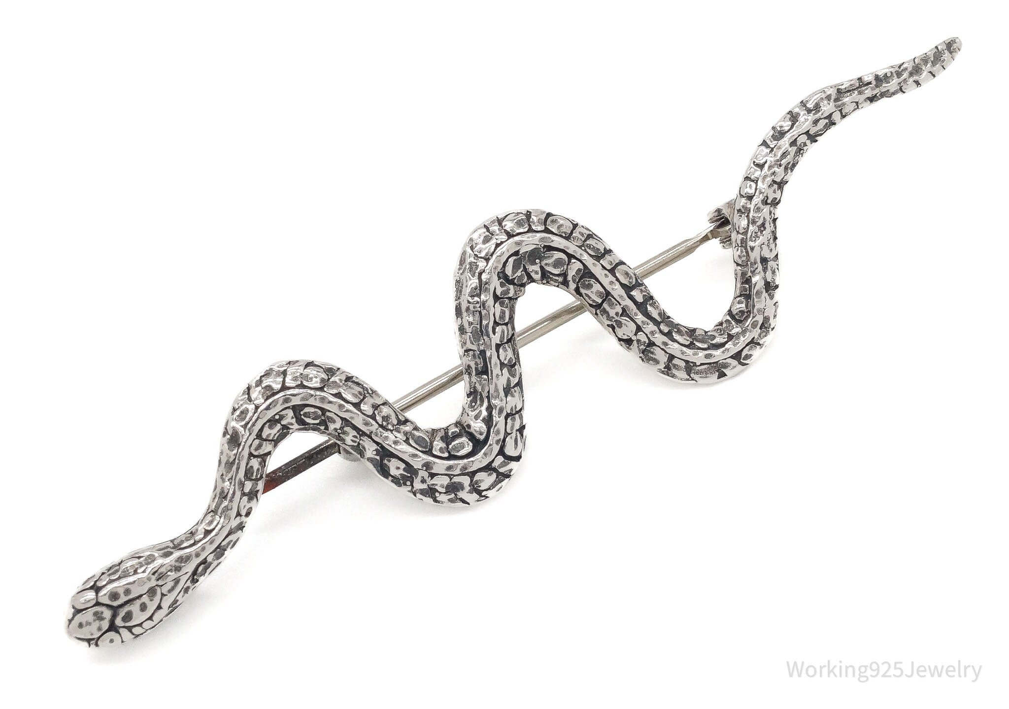 Vintage Snake Sterling Silver Pendant Brooch Pin