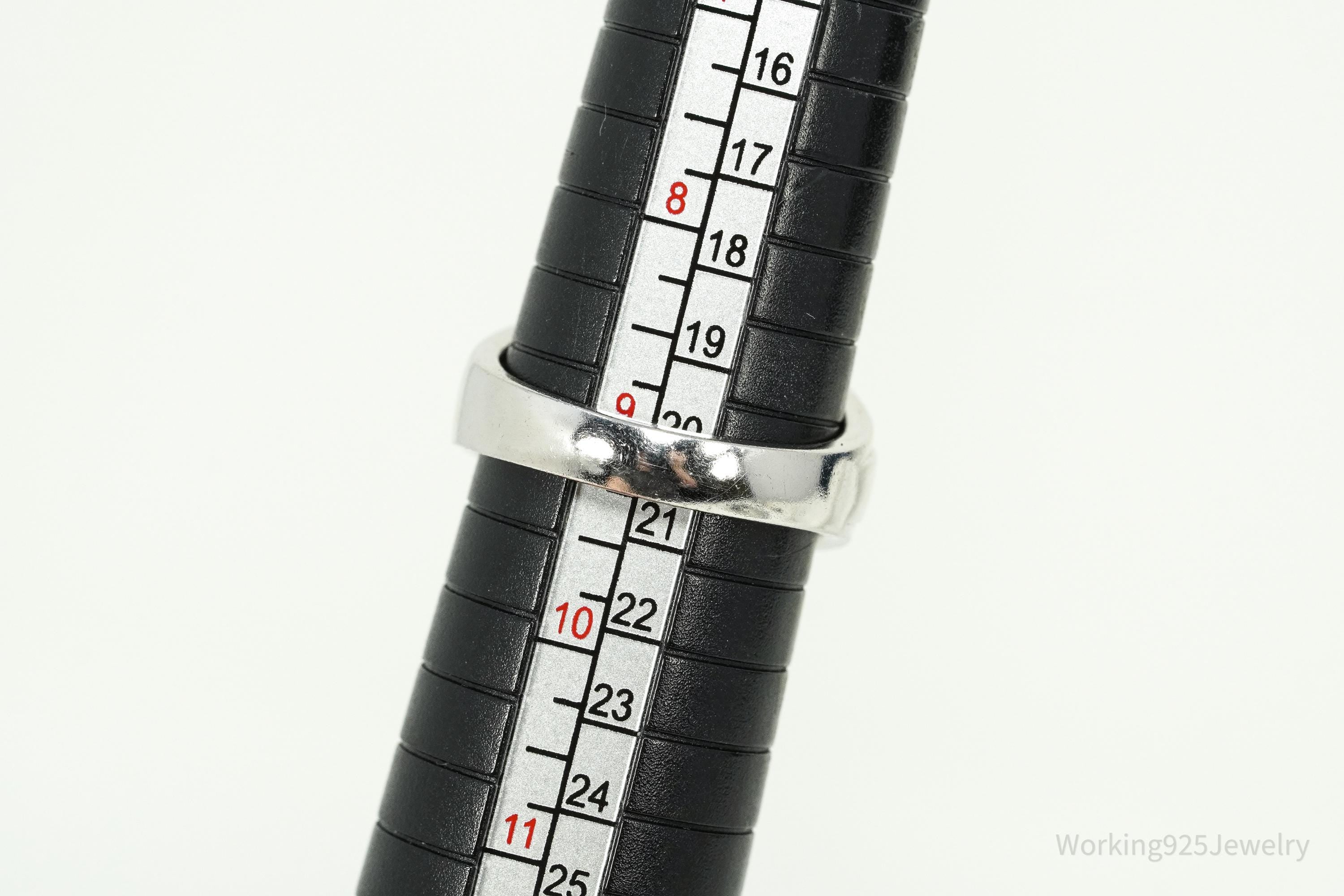 Vintage Cubic Zirconia Sterling Silver Band Ring - Size 9.25