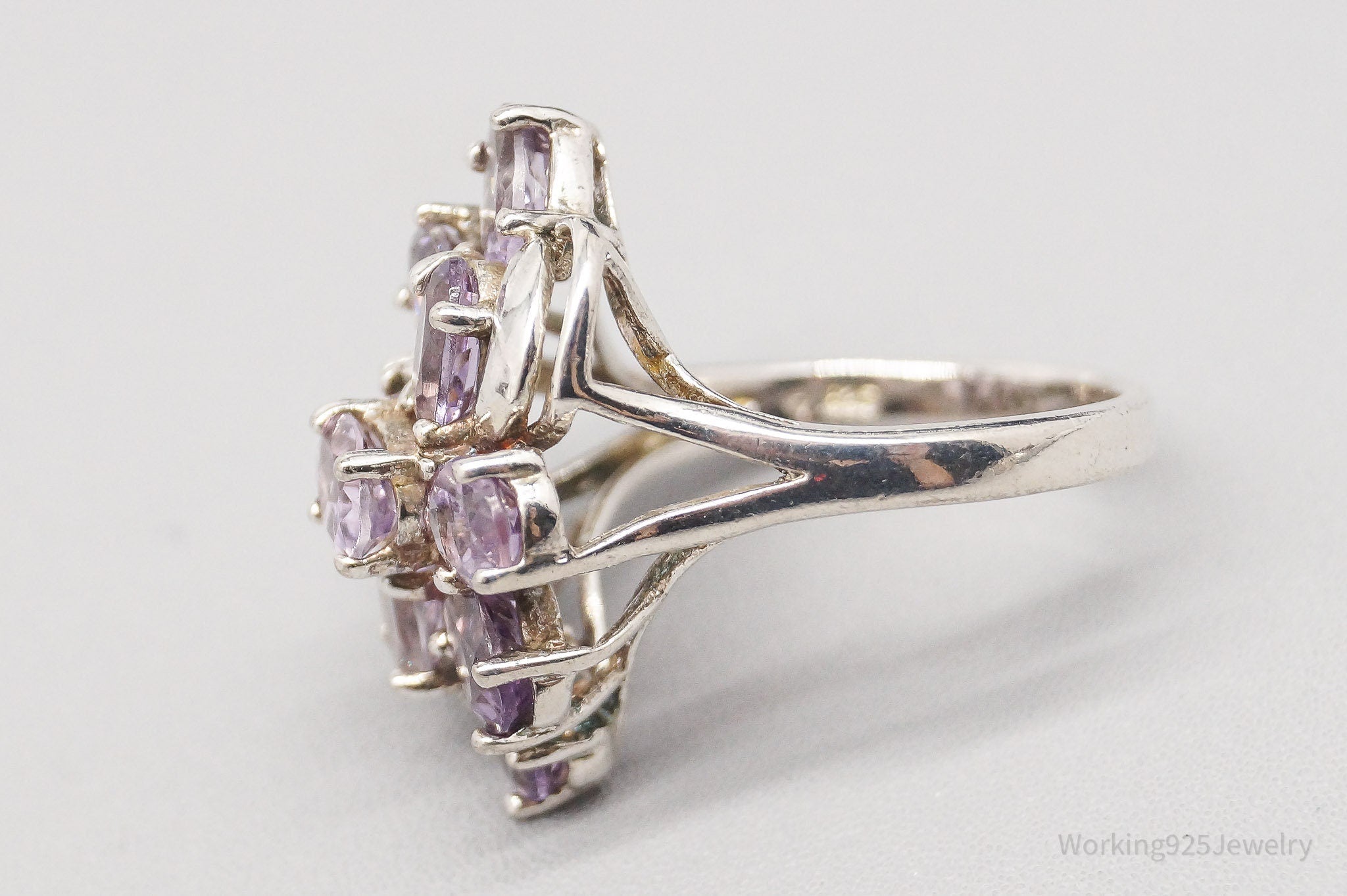 Vintage Amethyst Sterling Silver Ring - Size 5.75