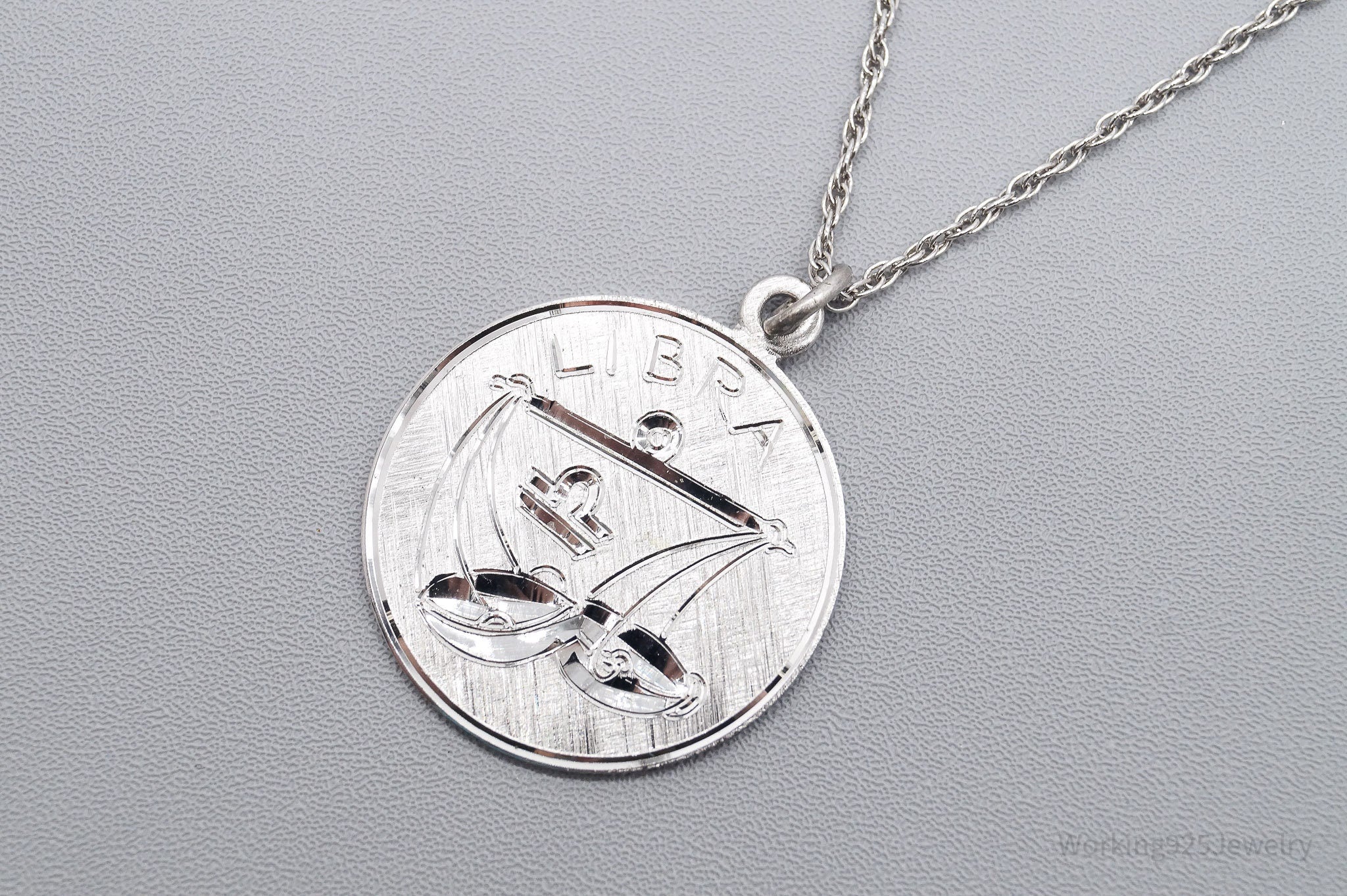 Vintage Well's Libra Sign Sterling Silver Necklace - 20"