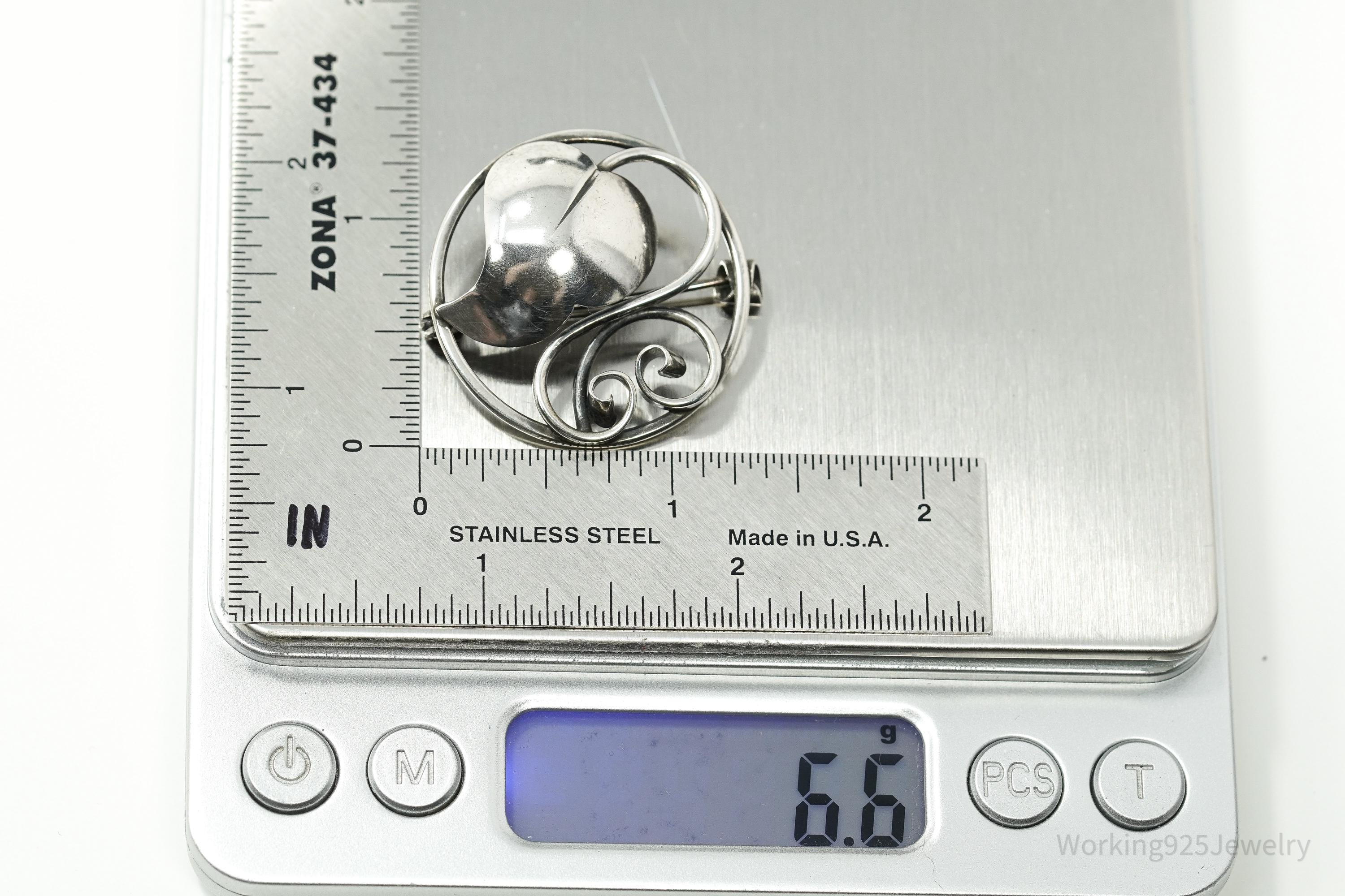 MCM Vintage Danish Modernist John Lauritzen 830S Silver Brooch Pin