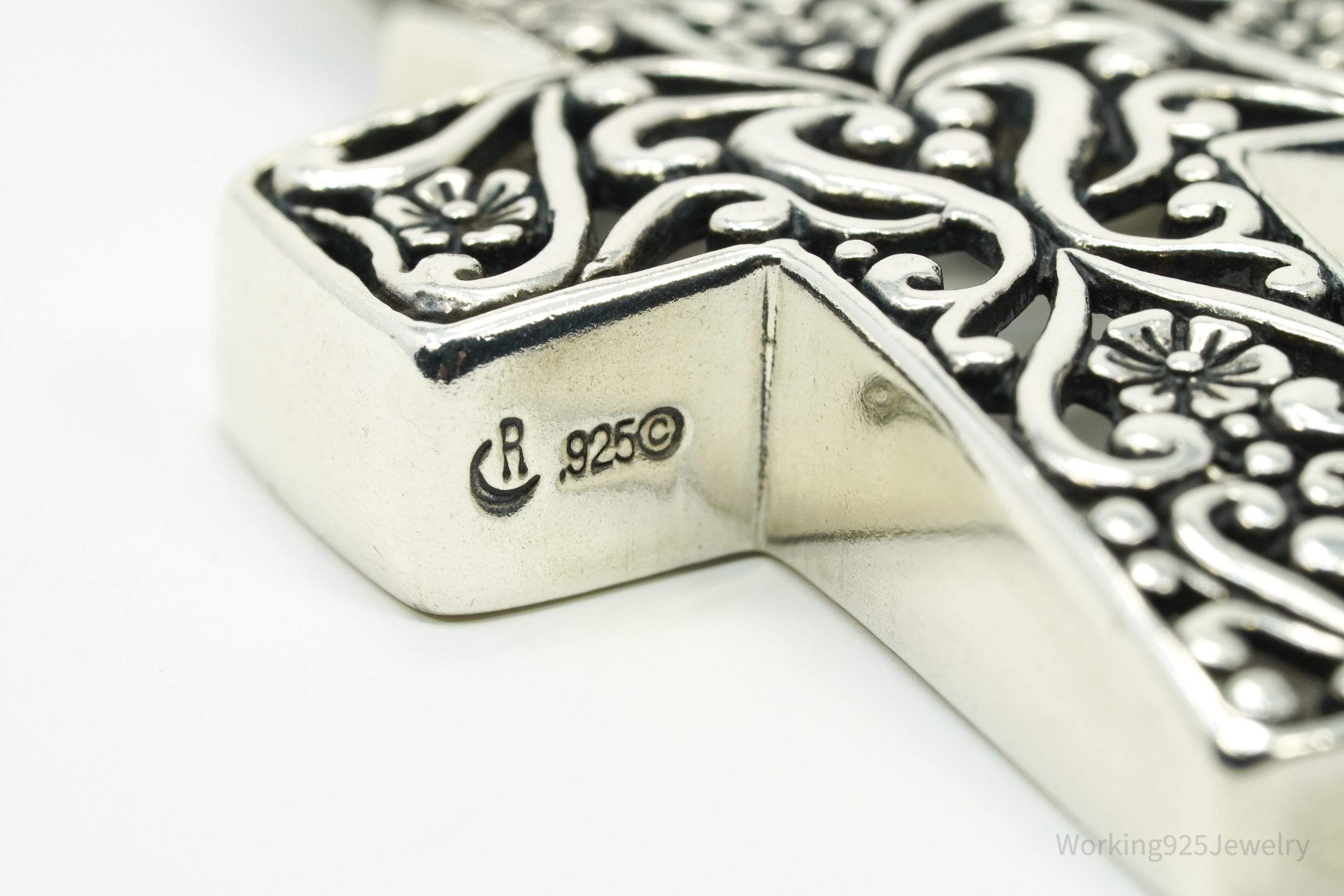 Vintage Native Designer Carolyn Pollack Relios Sterling Silver Cross Pendant