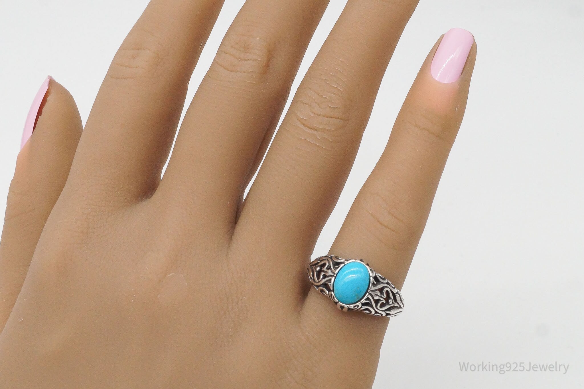 Vintage Turquoise Sterling Silver Ring - Size 6