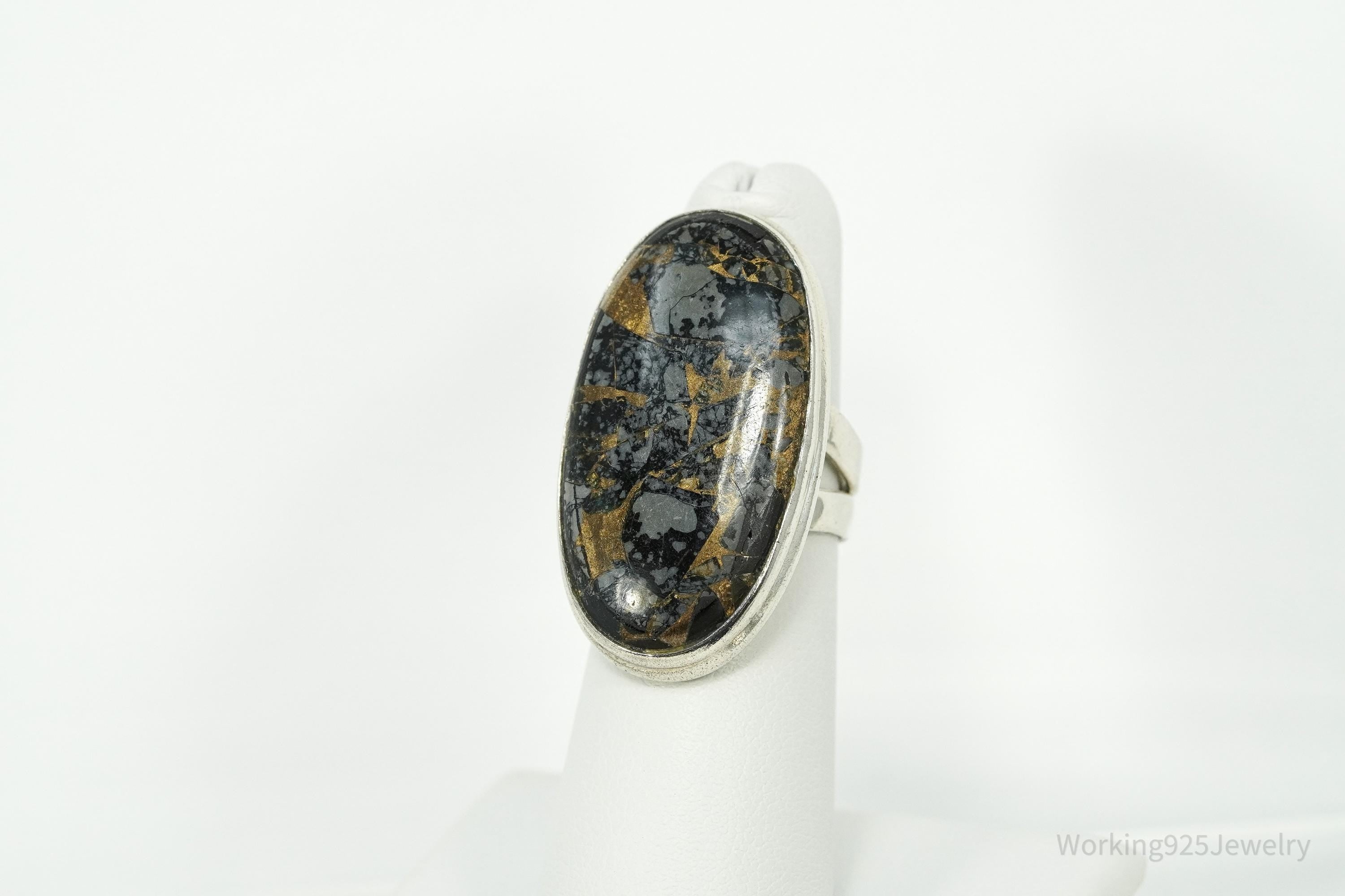 Vintage Black Copper Gemstone Sterling Silver Ring - Size 6