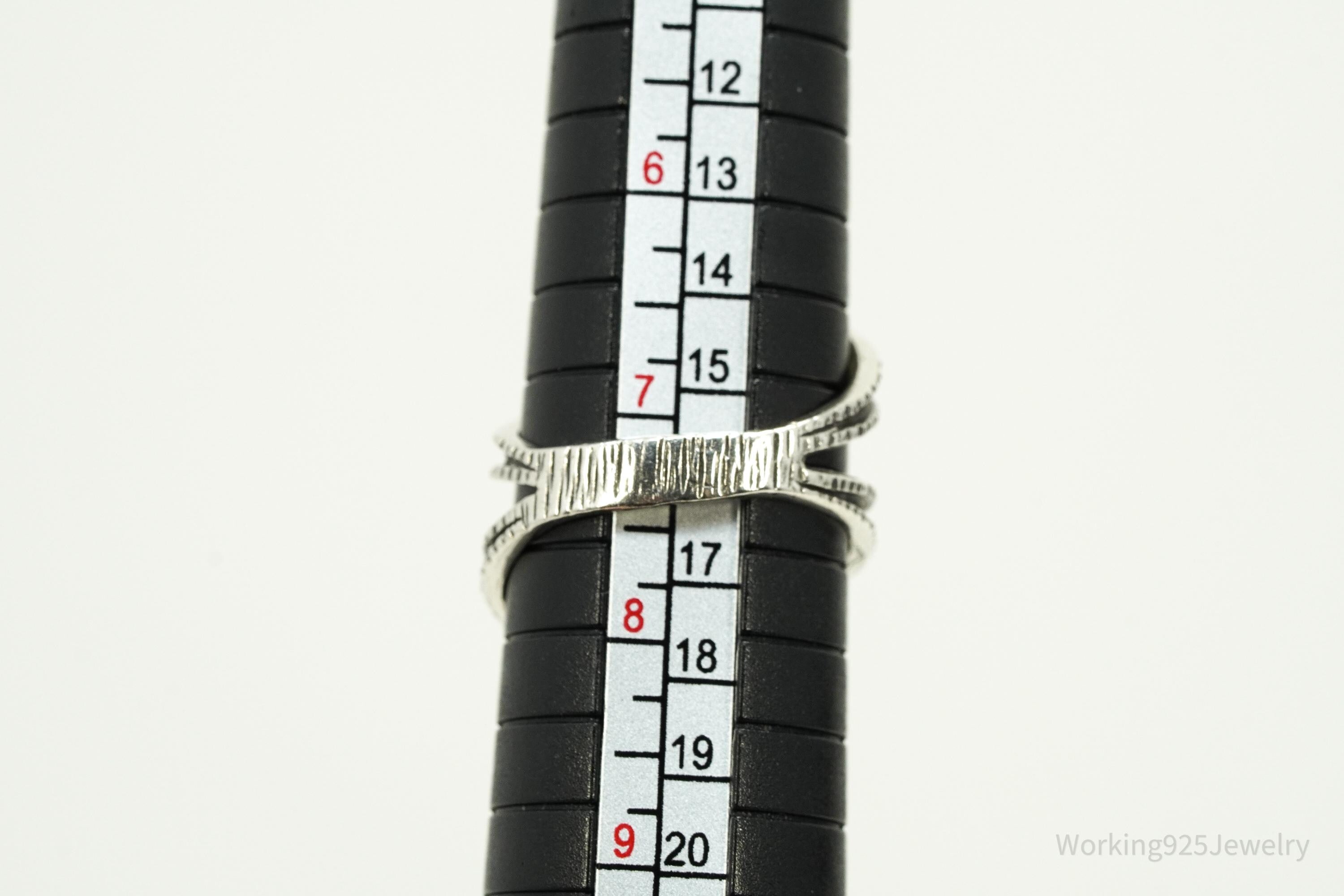 Vintage Pearls Modernist Style Sterling Silver Ring - Size 7.25