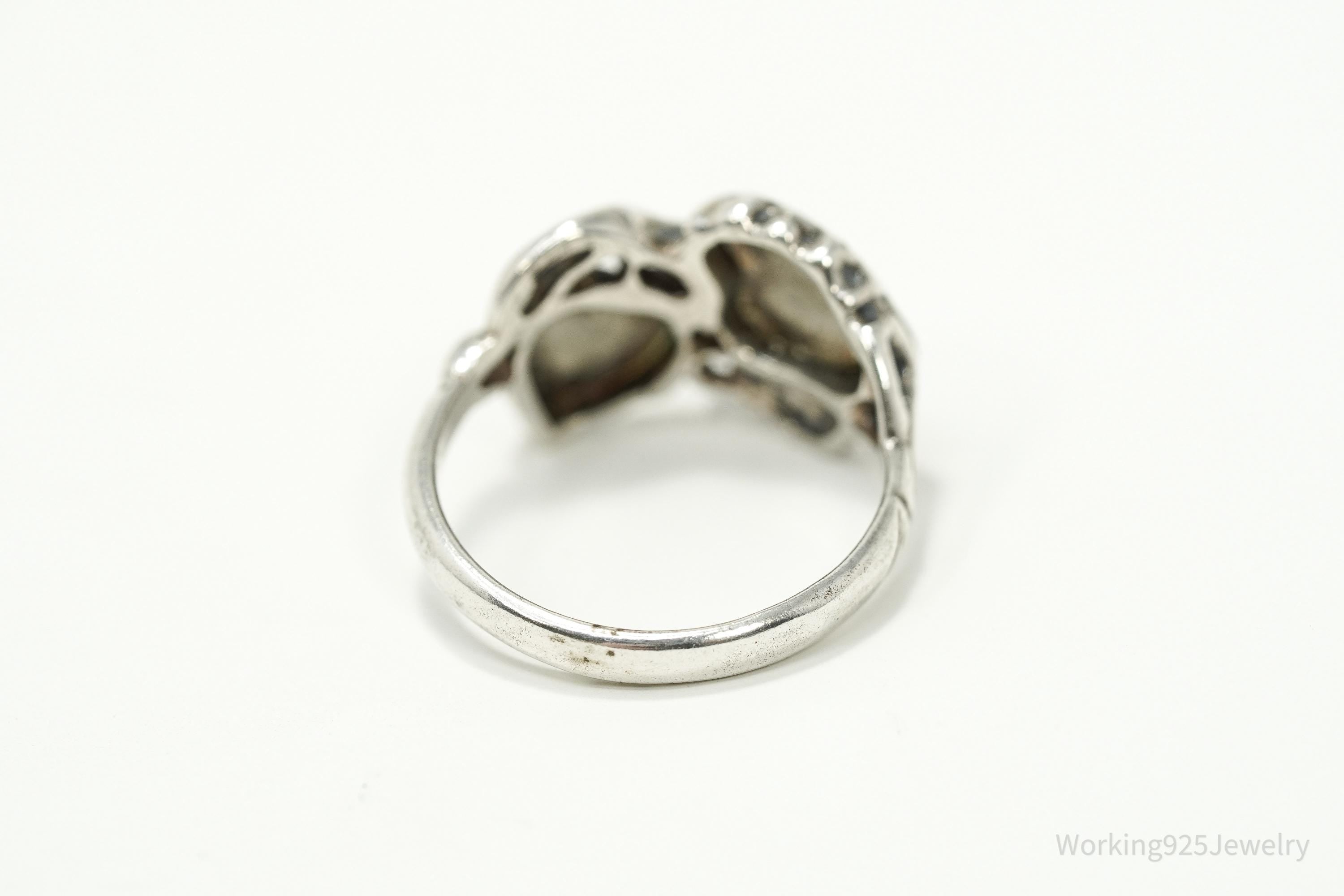 Vintage Sapphire Grape Leaf Sterling Silver Ring - Size 6