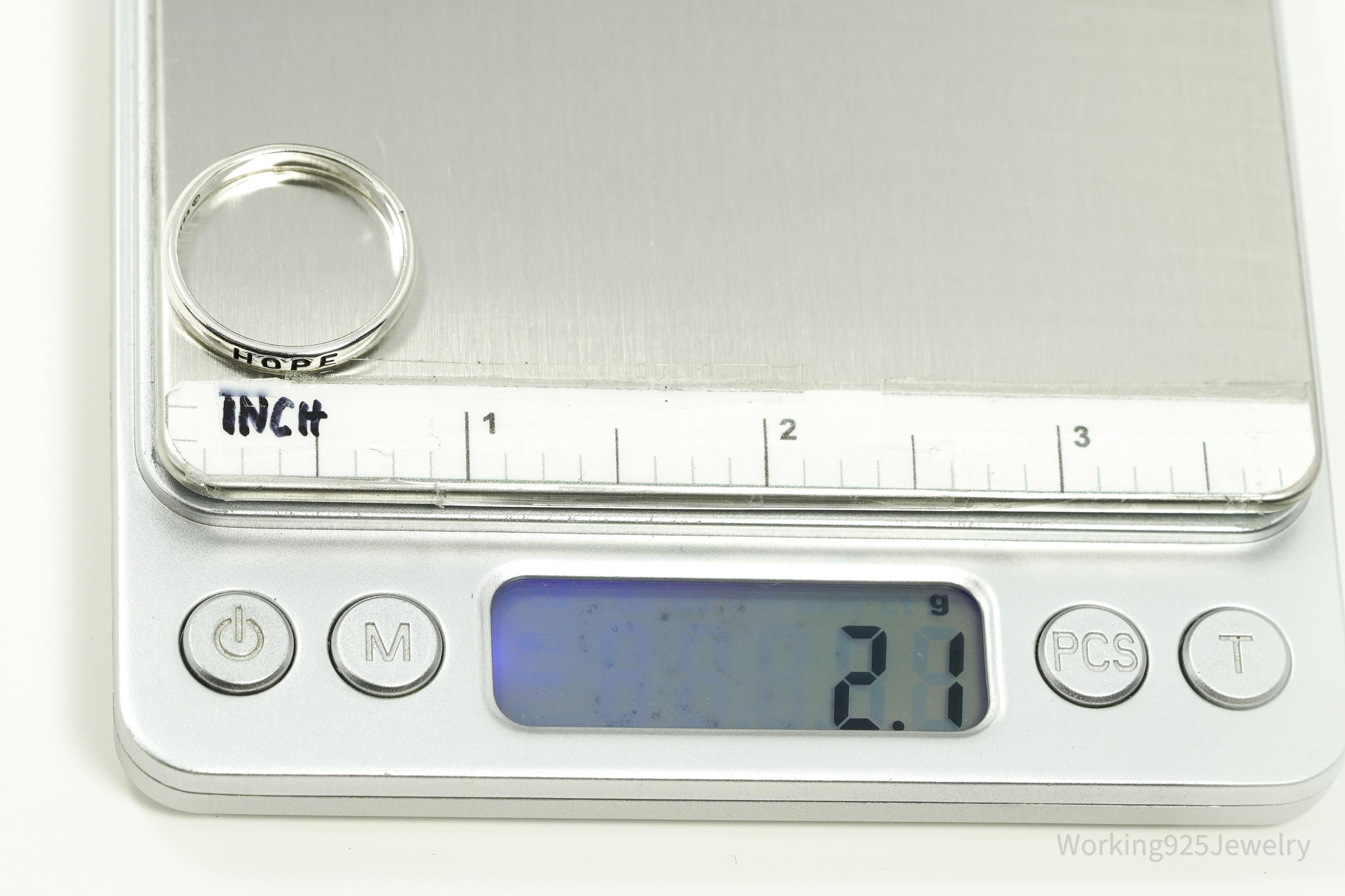 Vintage "Hope" Sterling Silver Band Ring - Size 9