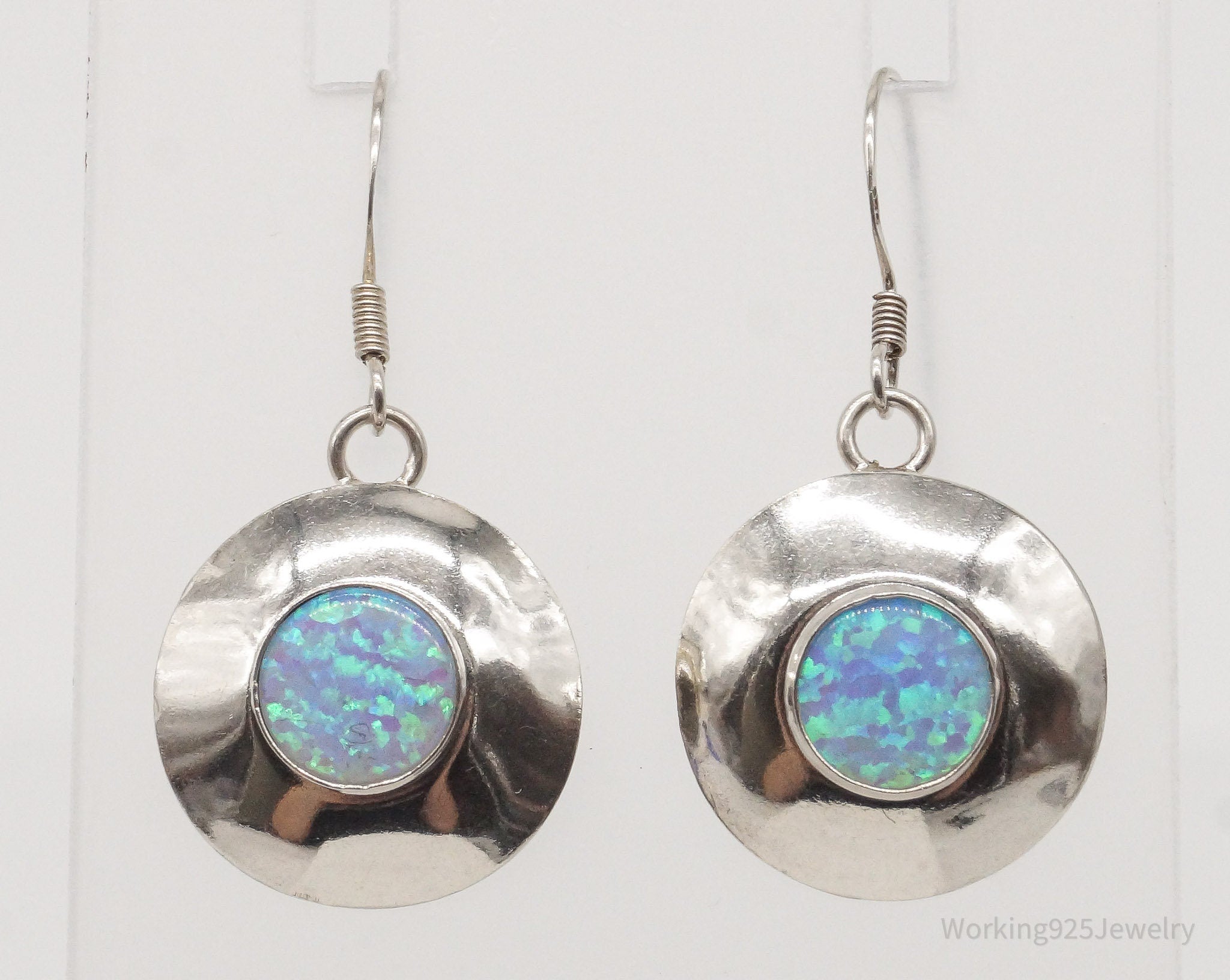 Vintage Blue Opal Sterling Silver Earrings