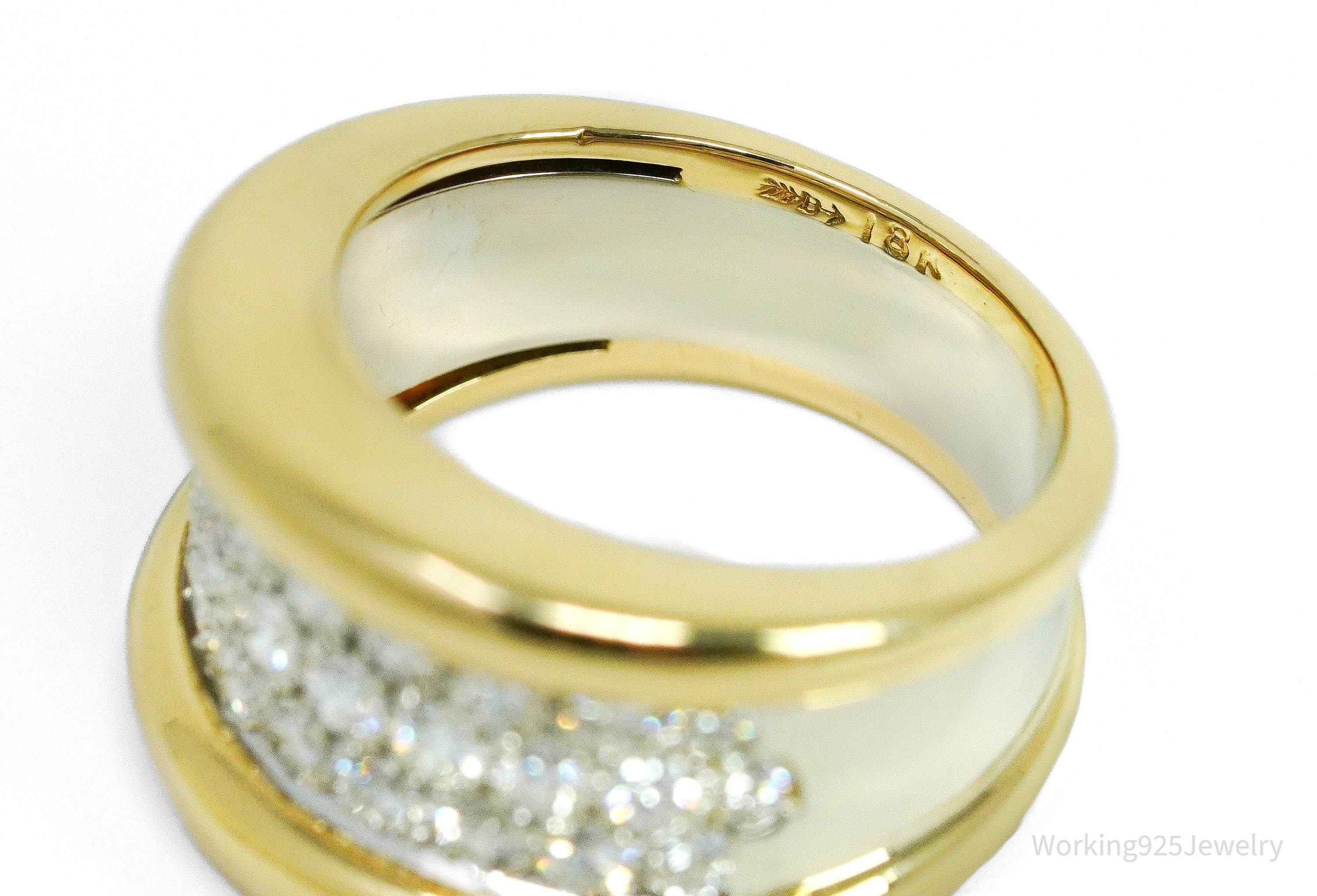 25 Prong Set Diamonds & 18K Gold Two Tone Ring - Size 6.75