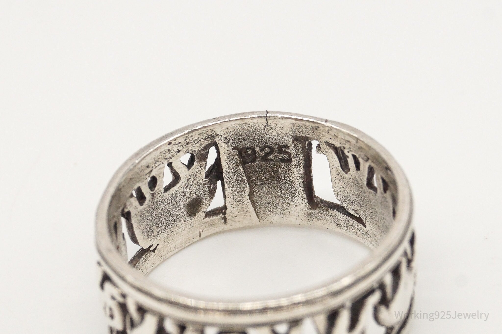 Vintage Elephants Good Luck Sterling Silver Band Ring - Size 8.75