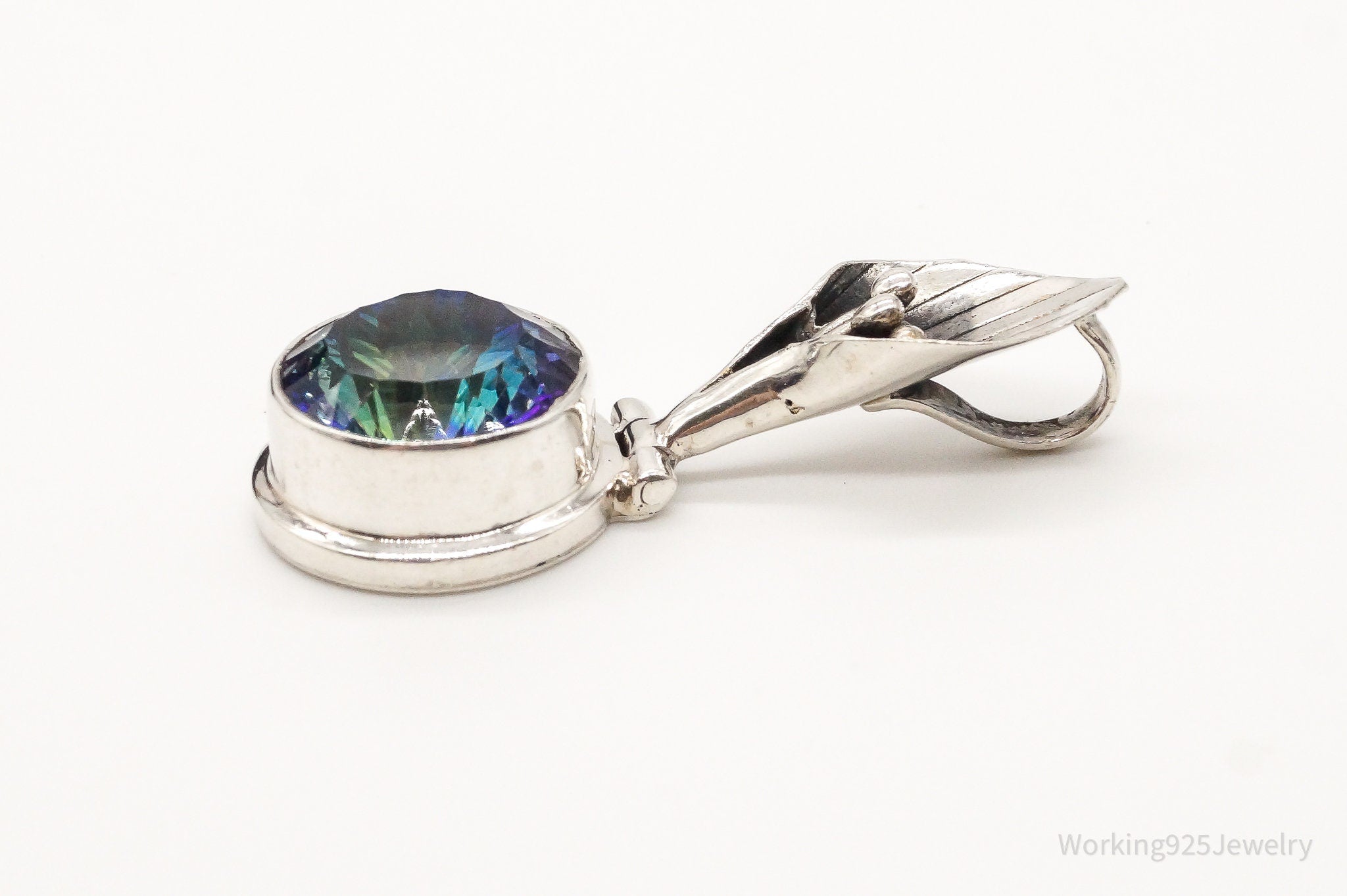 Vintage Large Mystic Topaz Sterling Silver Pendant