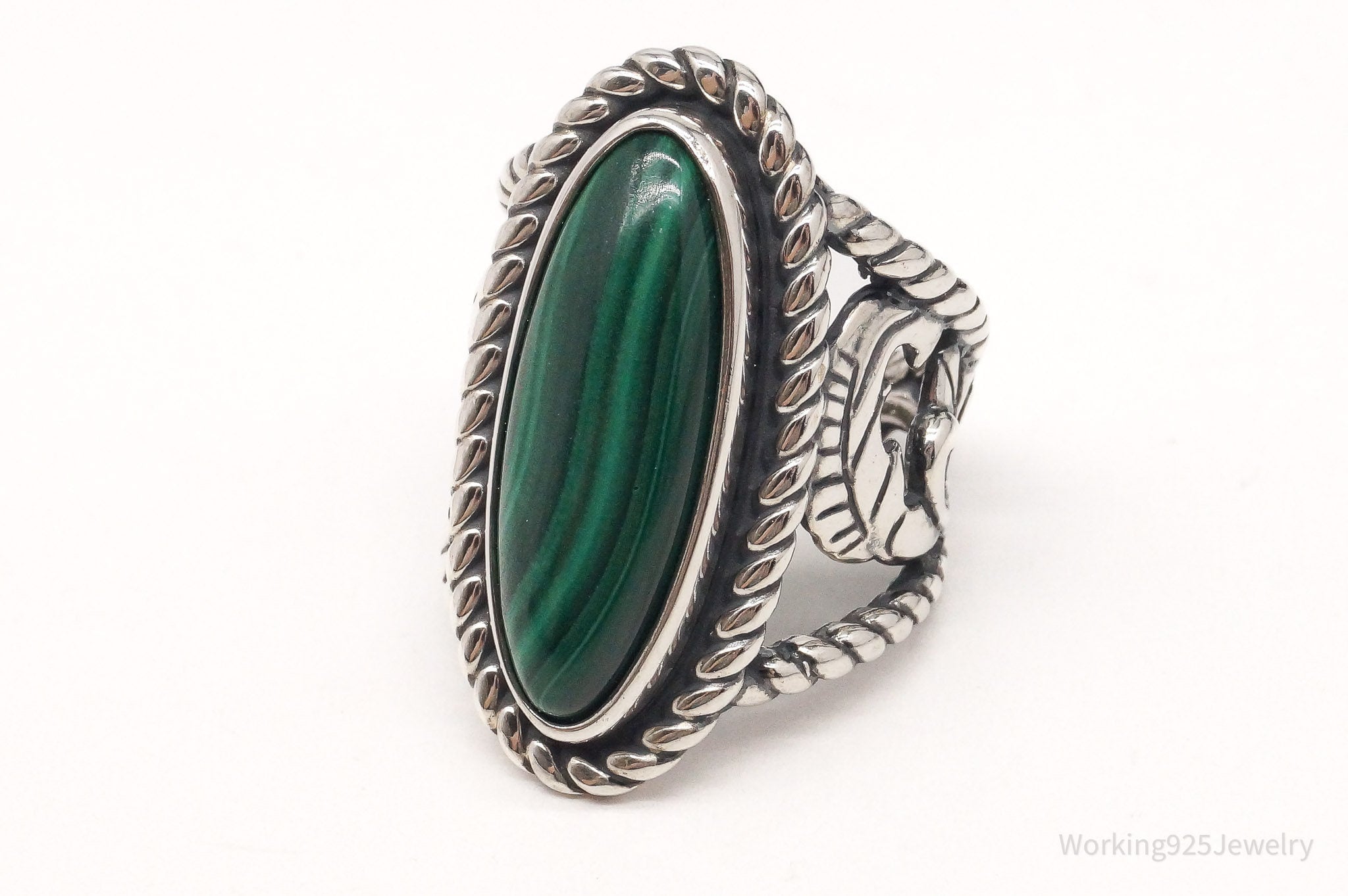 Vintage Carolyn Pollack Relios AW Malachite Sterling Silver Ring - Size 5