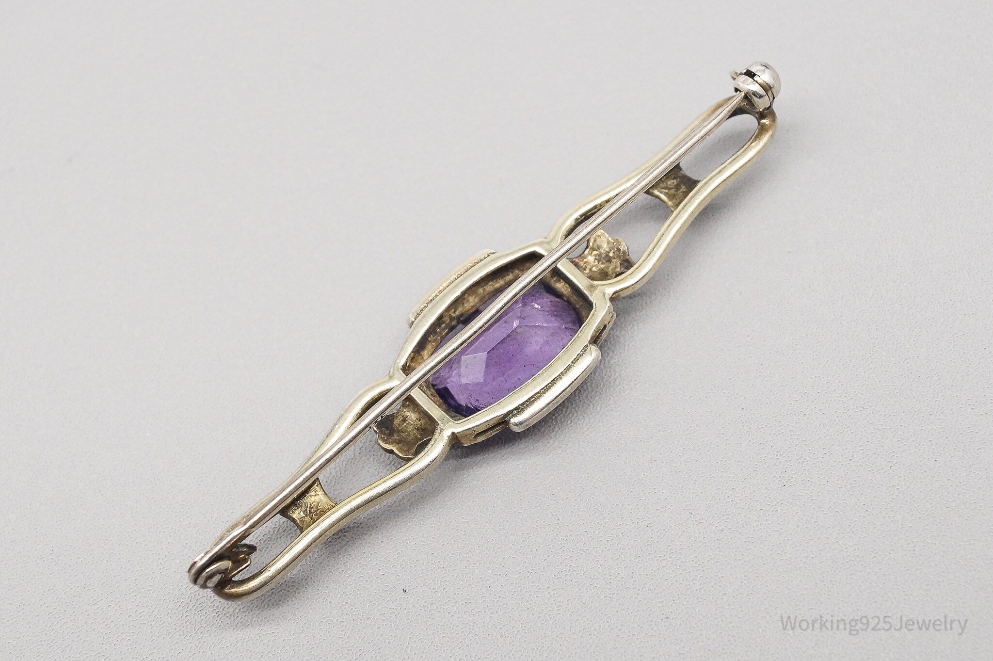 Antique Amethyst 835 Silver Pin Brooch