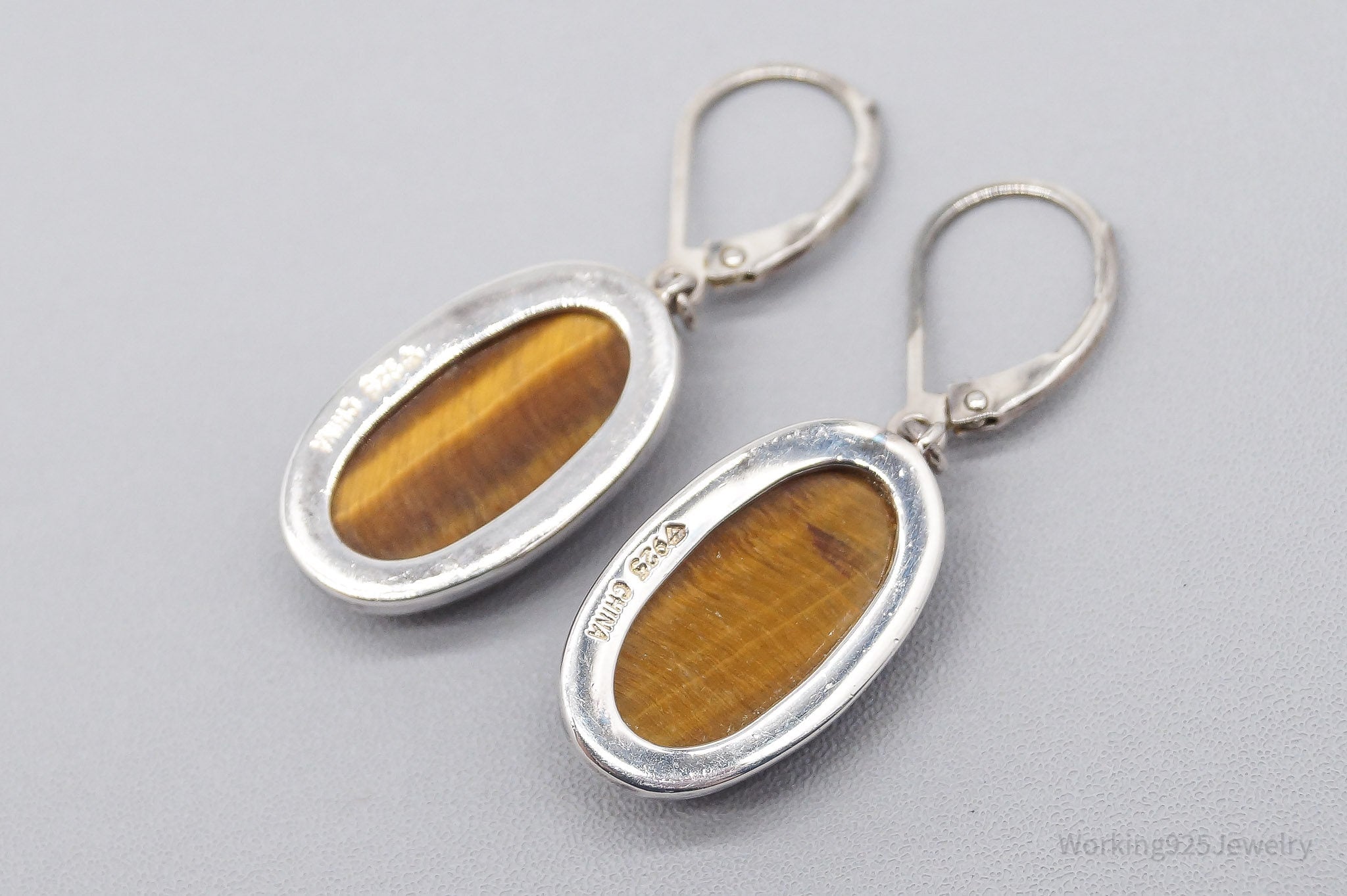 Vintage Tigers Eye Sterling Silver Earrings