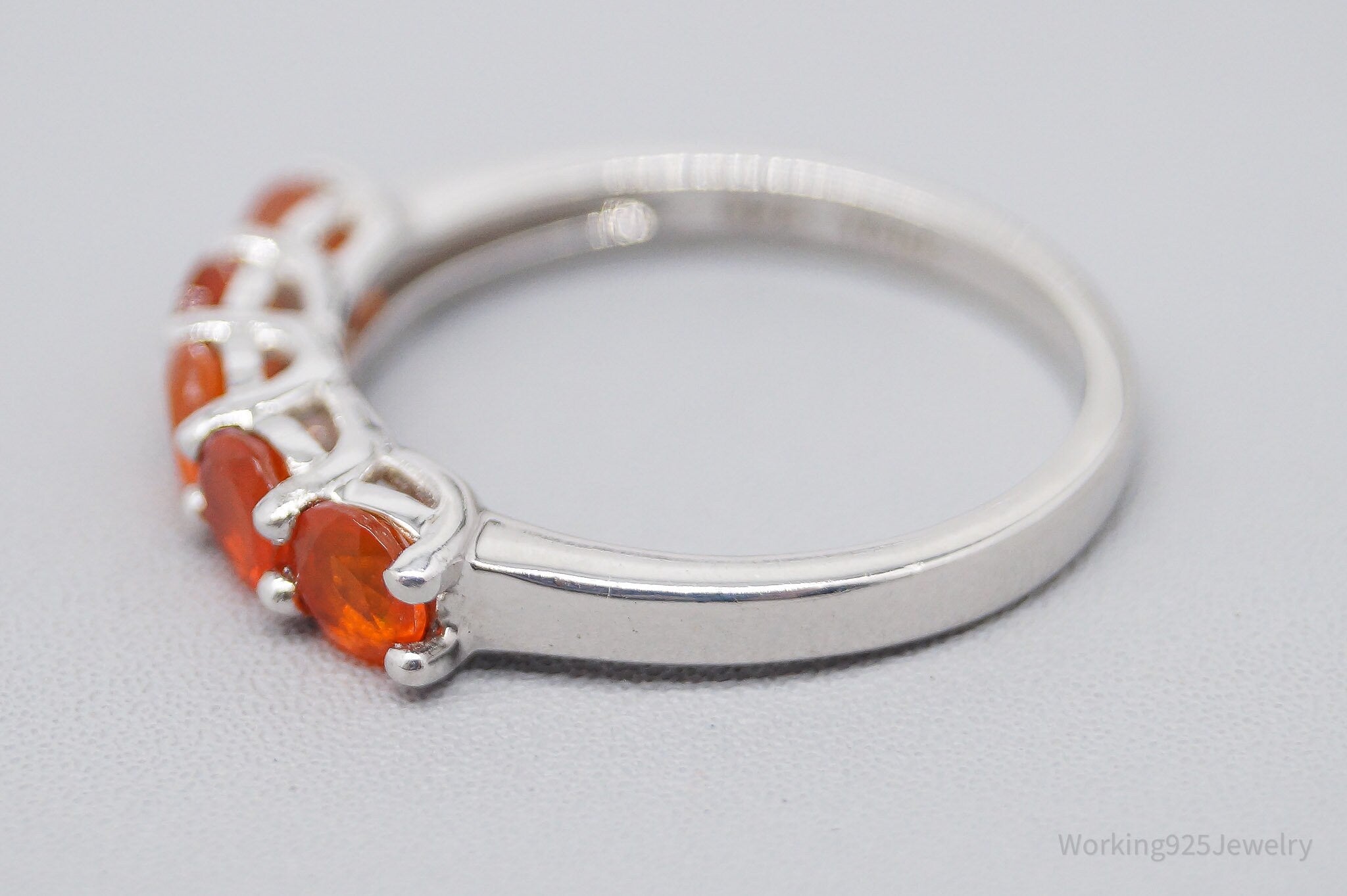 JTV TGGC Orange Fire Opal Sterling Silver Ring - Size 7.75