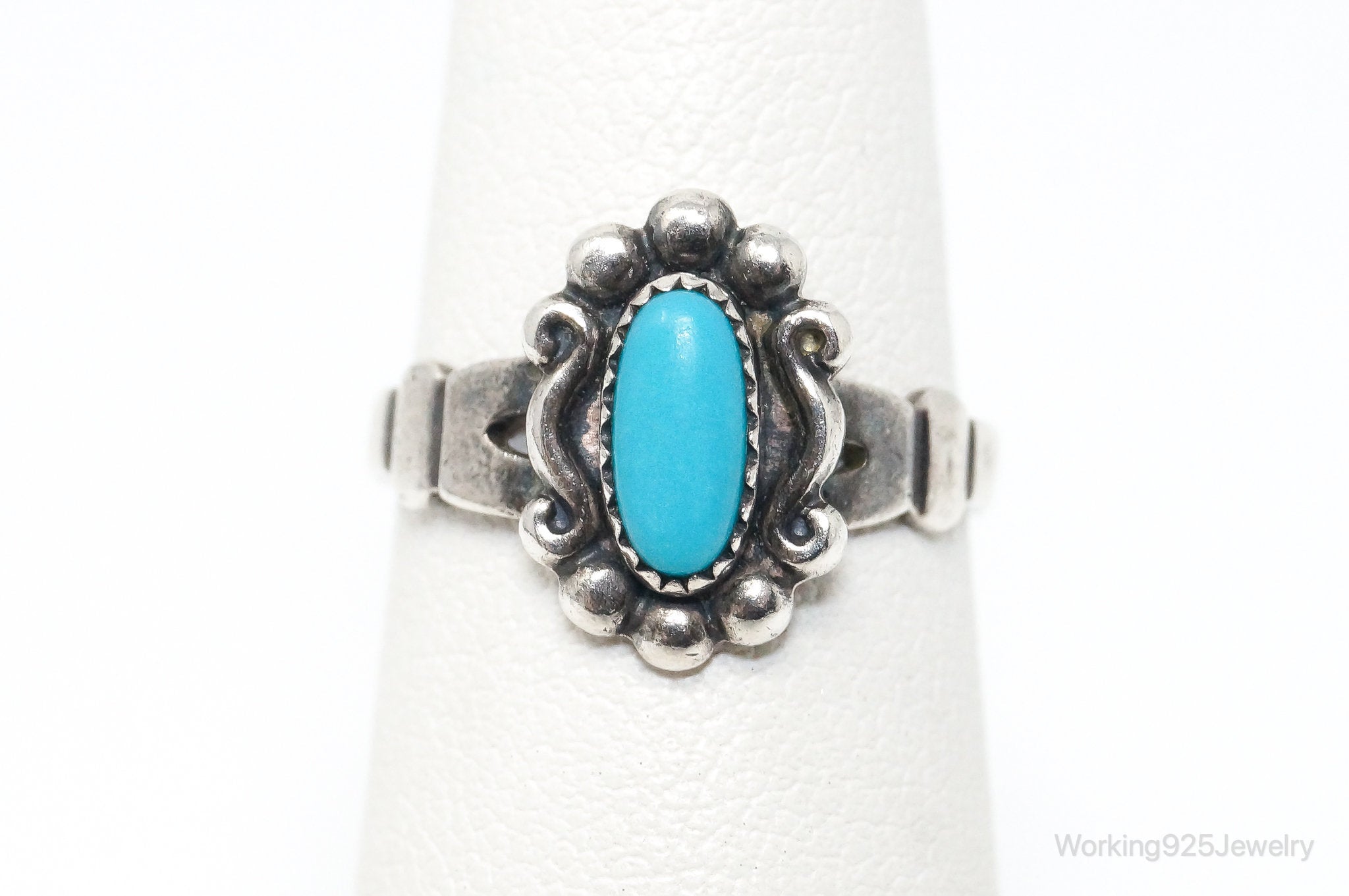 VTG Native American Bell Trading Post Turquoise Sterling Silver Ring SZ 4.5