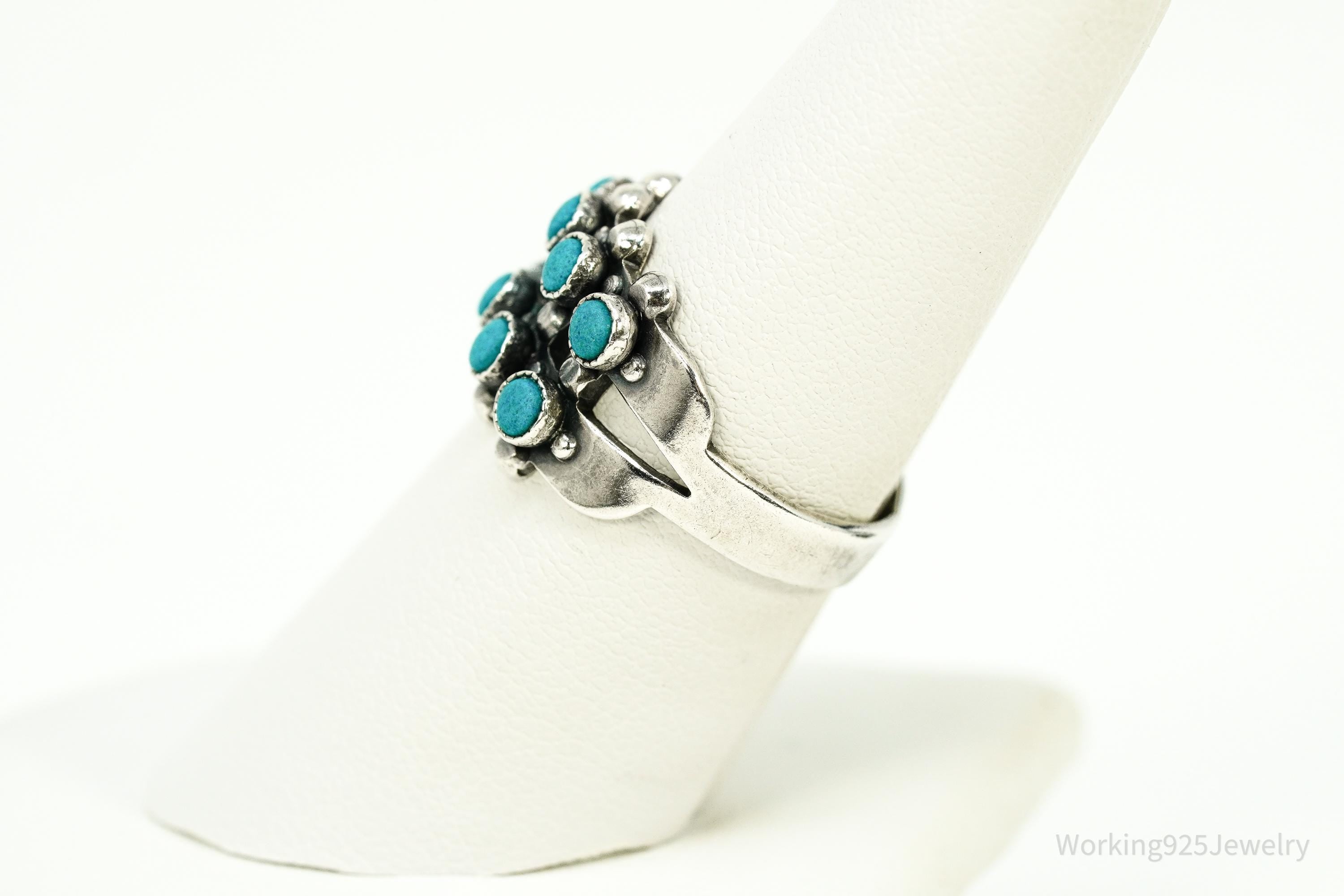 Vintage Handmade Native American Turquoise Sterling Silver Ring - Size 7.25