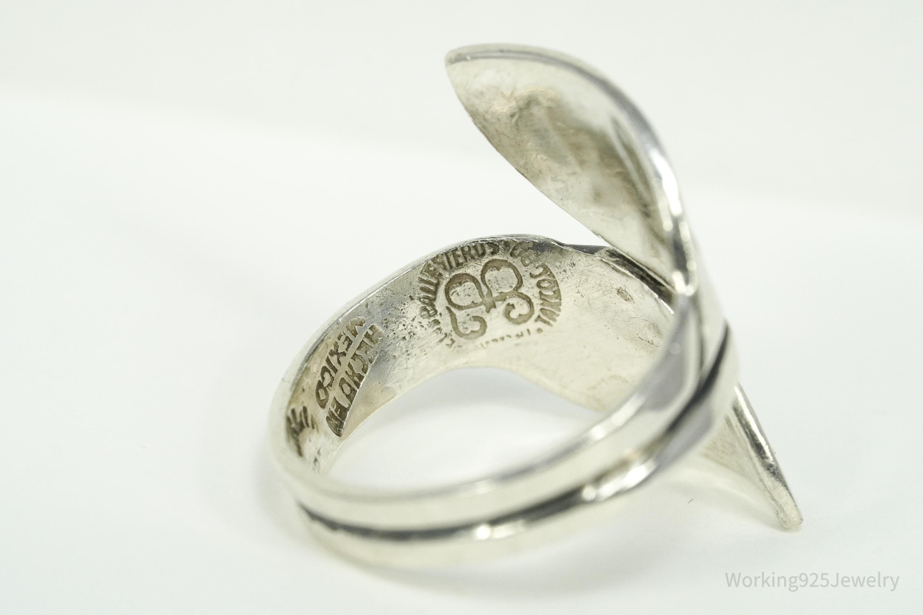 RARE Vintage Mexico Modernist Los Ballesteros Sterling Silver Wrap Ring - Size 9.25