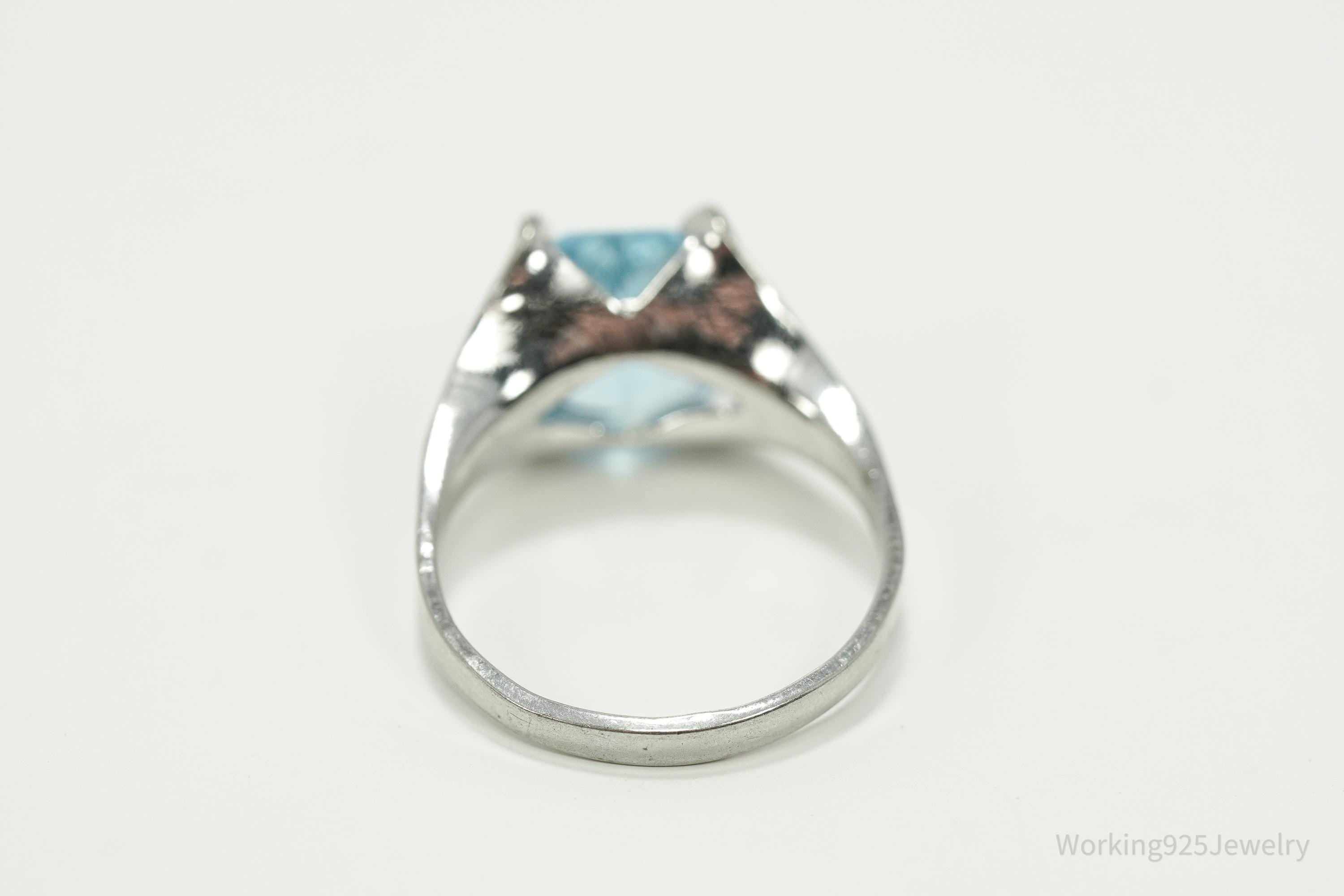 Antique Uncas MFG Co Blue Glass Stone Sterling Silver Ring - Size 6.75