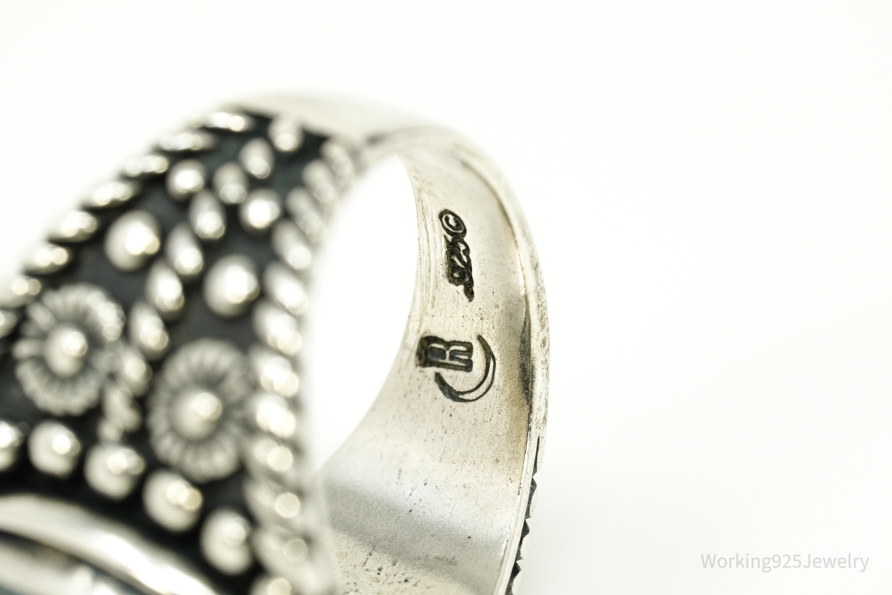 Vintage Native Designer Carolyn Pollack Relios Hematite Sterling Silver Ring - Size 6.25