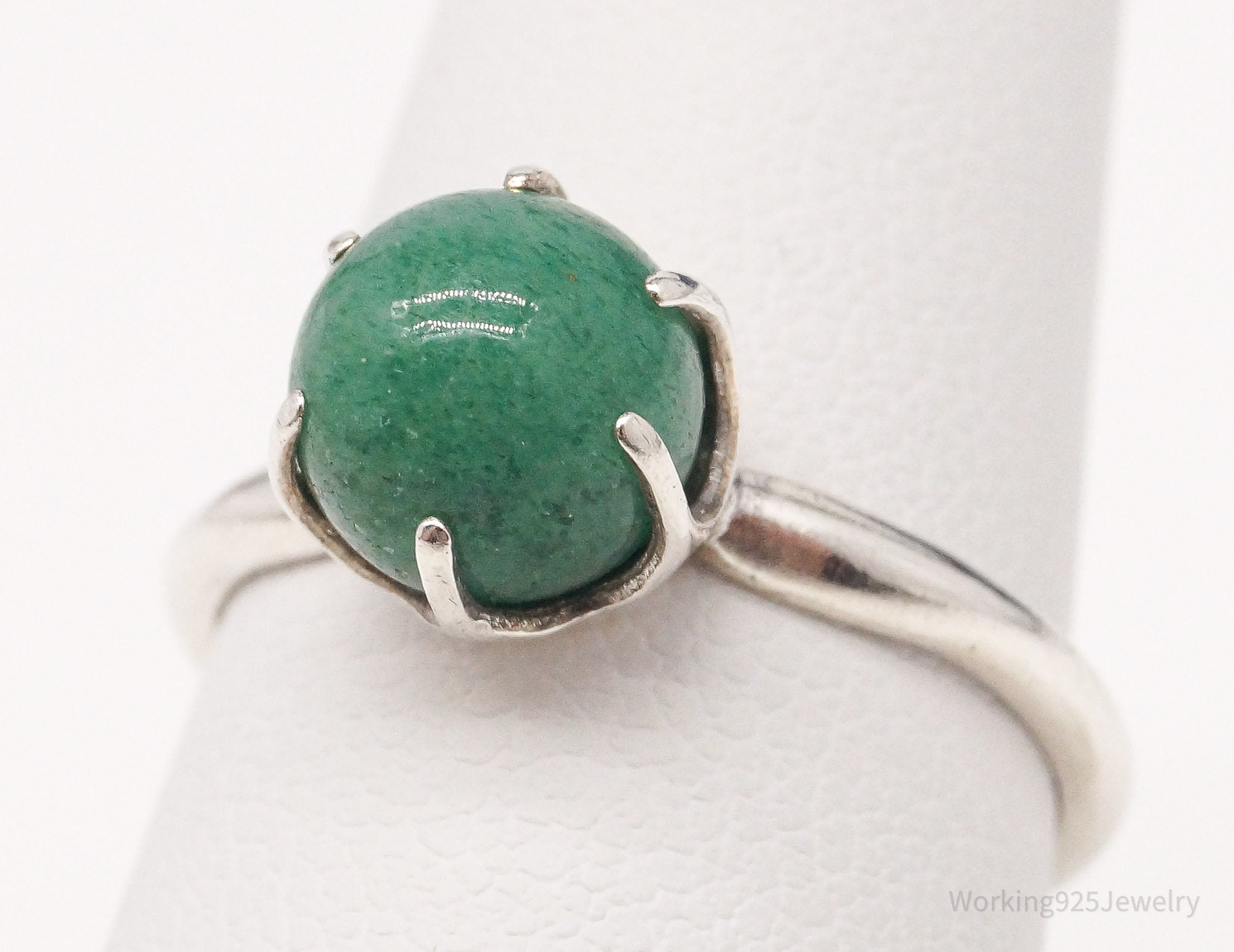 Antique Designer Uncas MFG Co Aventurine Sterling Silver Ring - Size 6.5