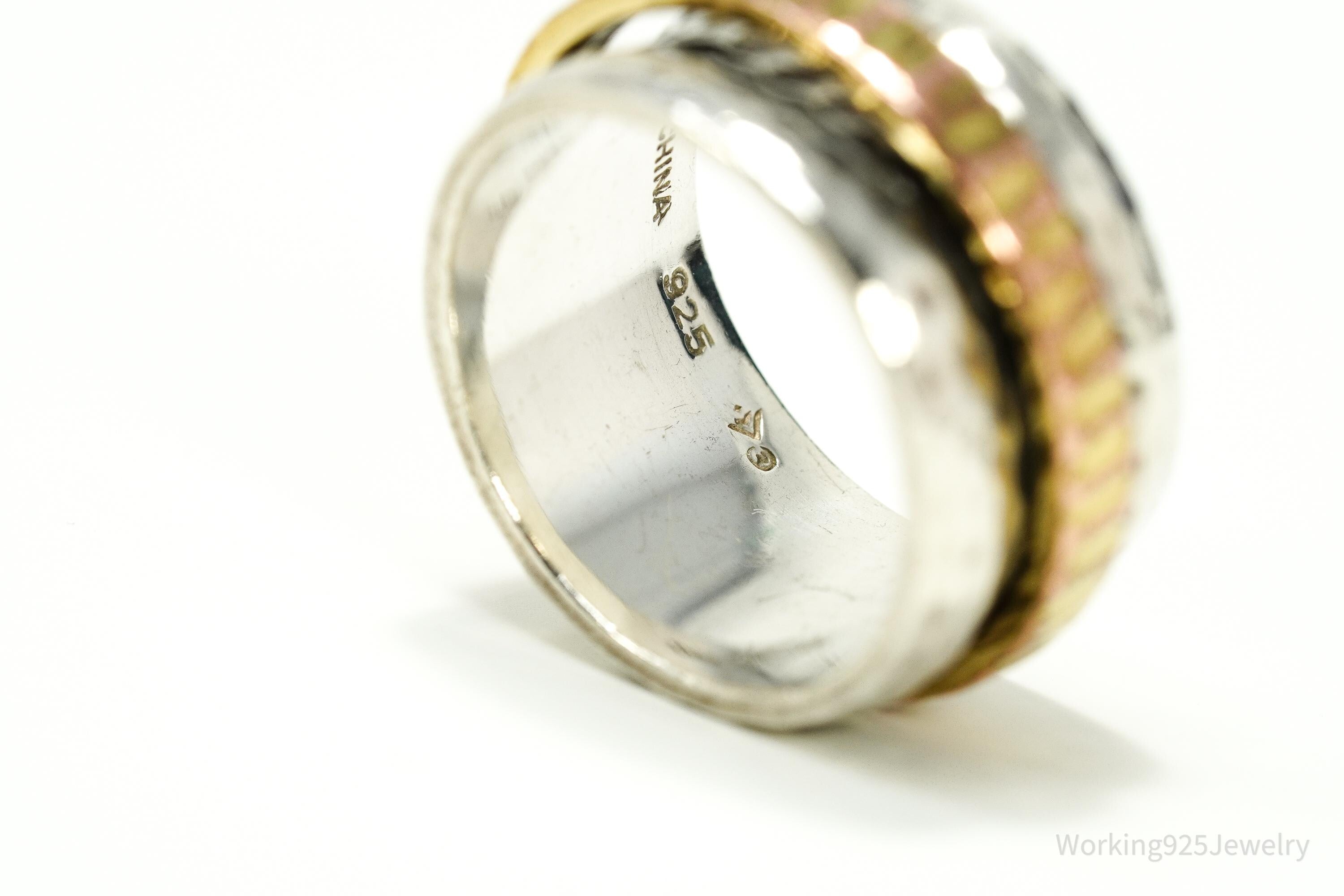 Vintage Silpada Retired 14K Gold Plated Sterling Silver Spinner Ring Size 7.5