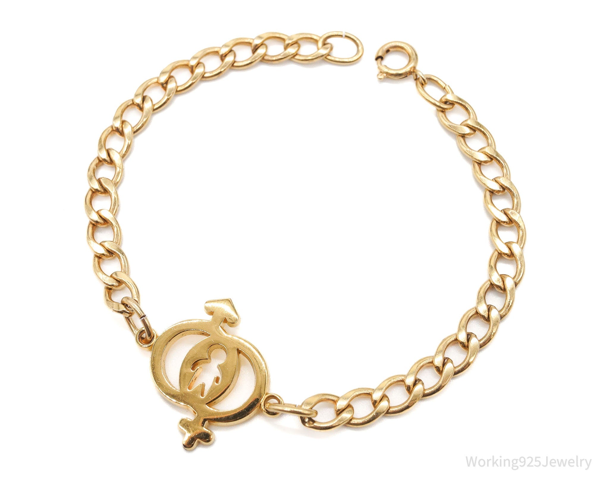 Vintage 1/20 12K Gold Filled Hetero Symbol Curb Link Bracelet