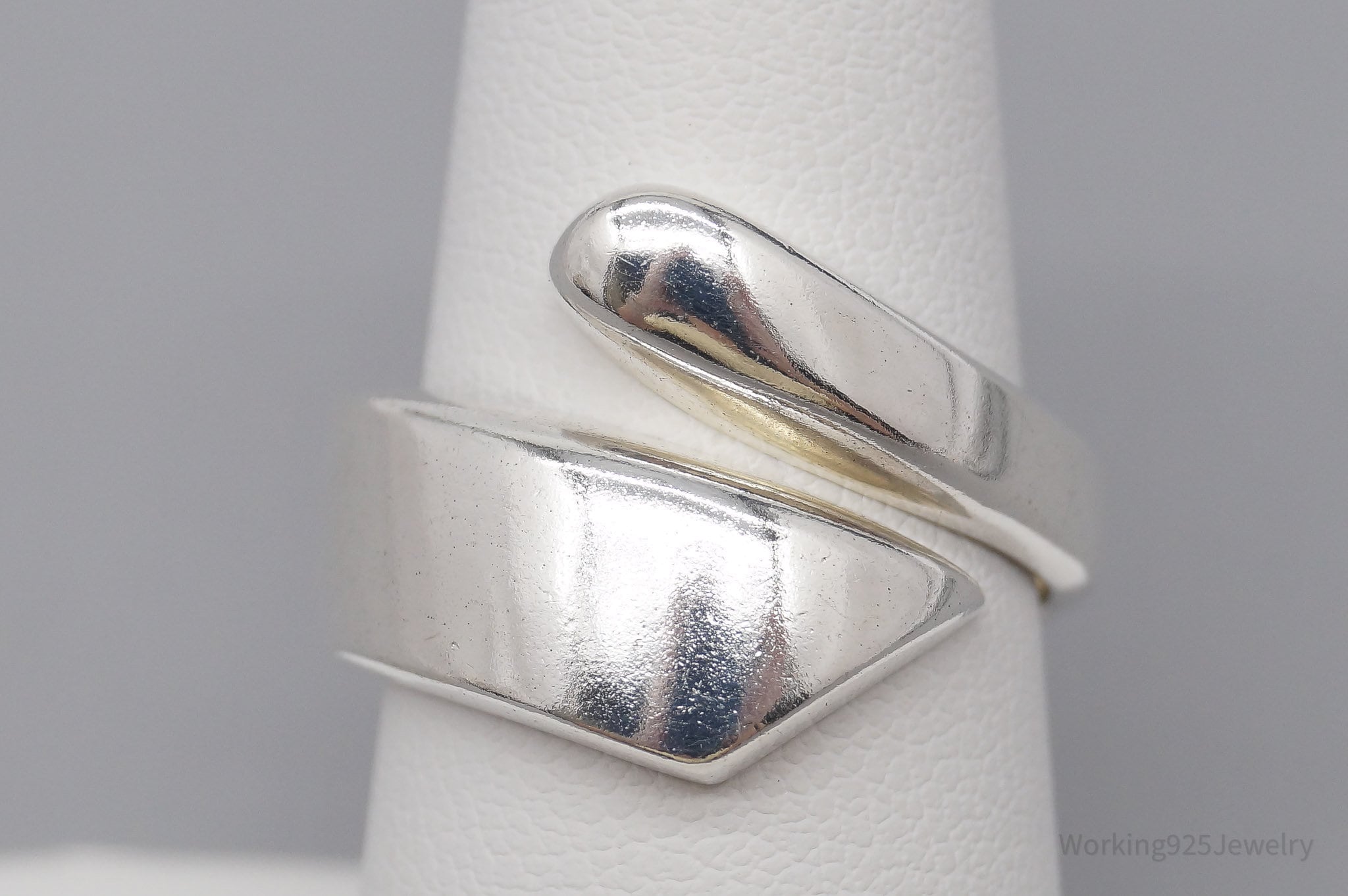 Vintage Modernist Sterling Silver Wrap Ring - Size 8 Adjustable