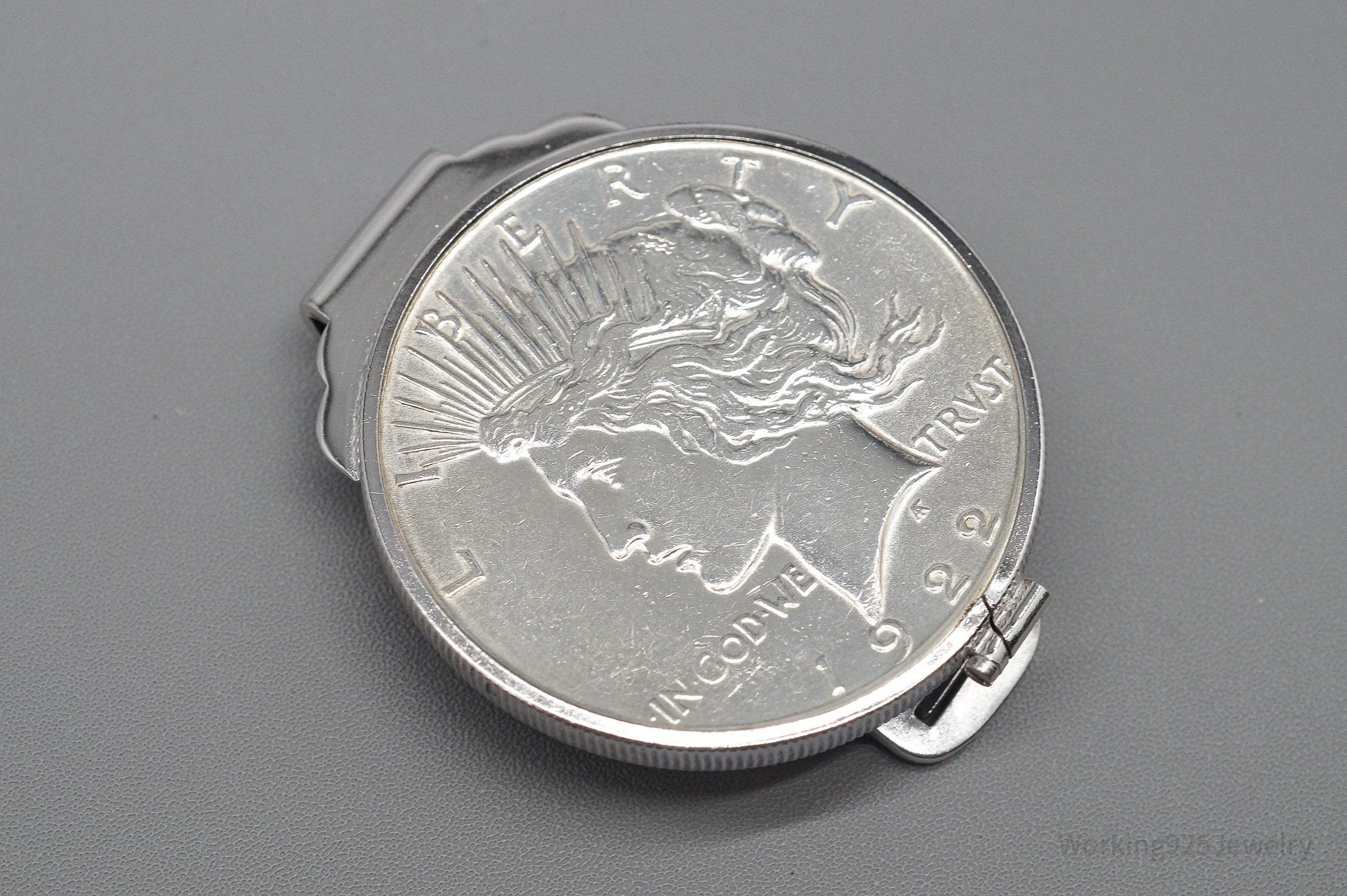 Antique Vintage Anson 1922 Peace Silver Dollar Coin Sterling Silver Money Clip