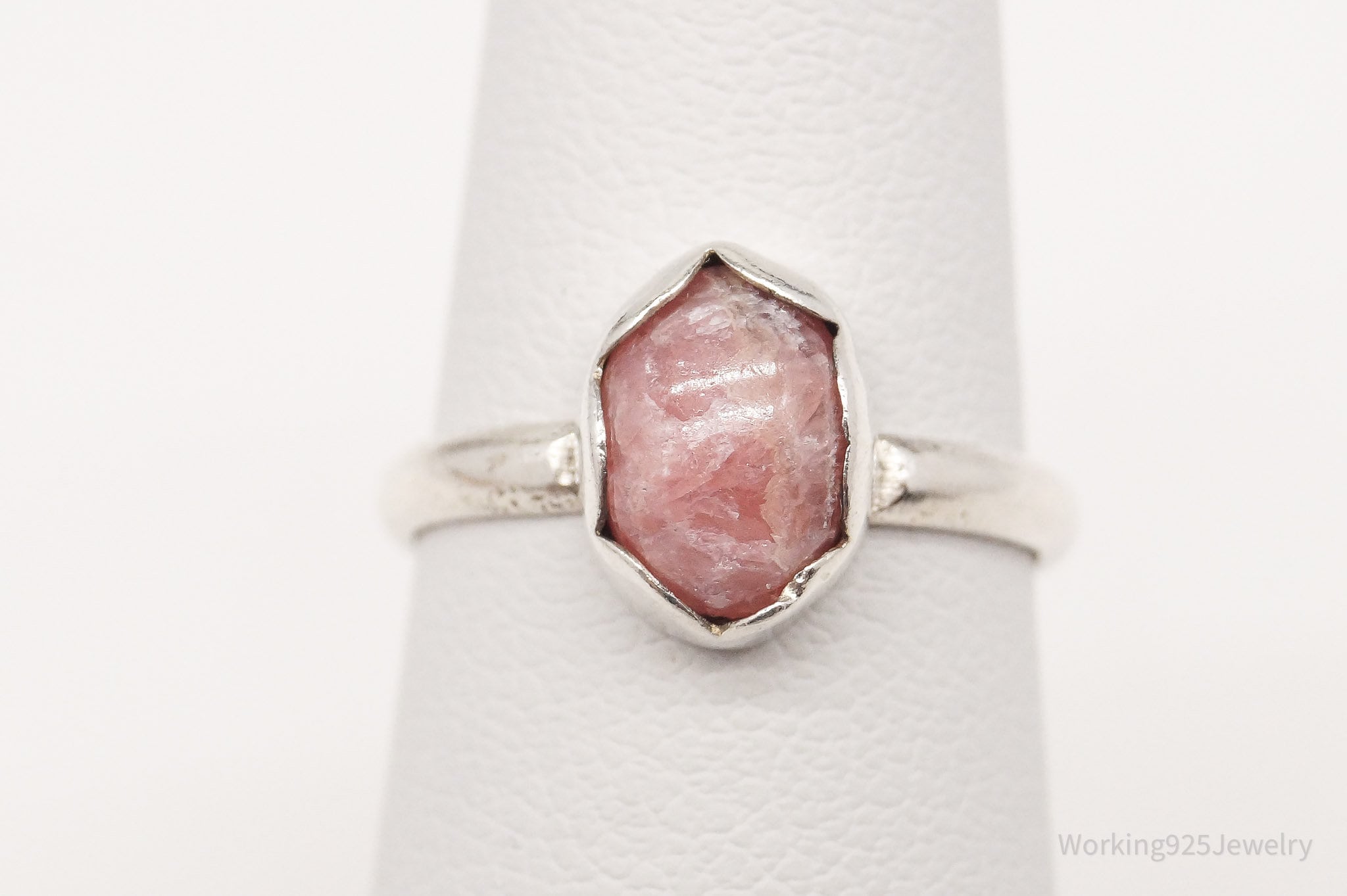 Vintage Pink Rhodochrosite Silver Ring Sizer 3.75