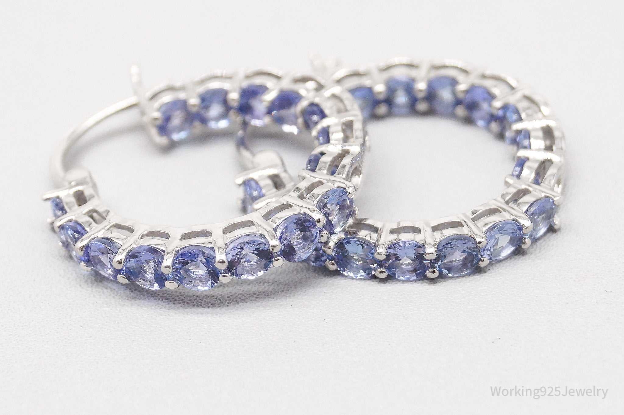 QVC GIE Tanzanite Hoop Sterling Silver Earrings