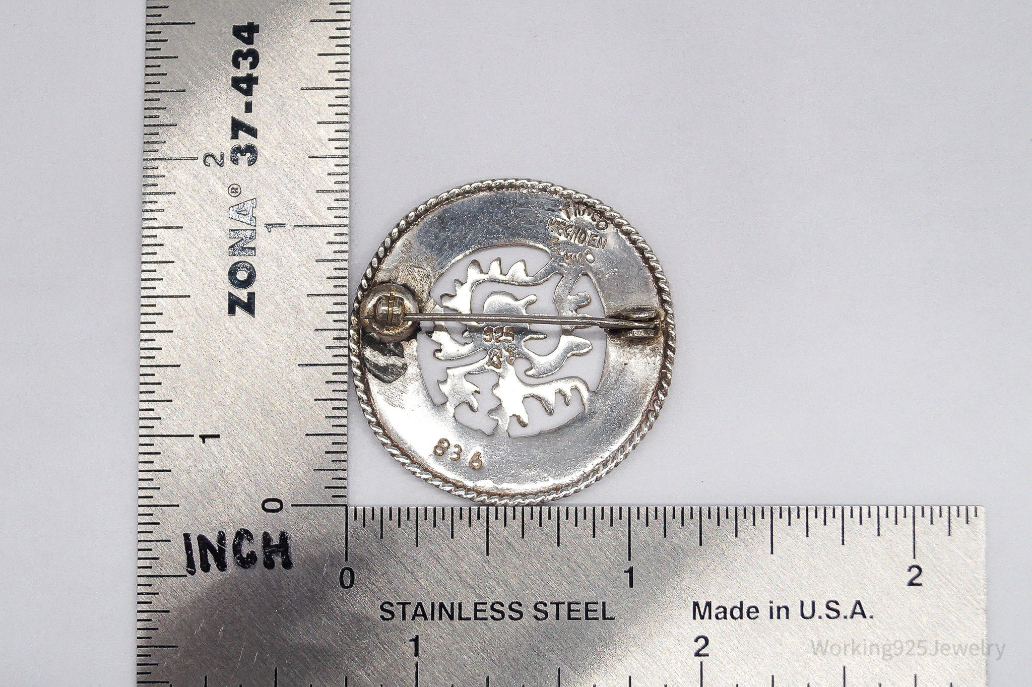 Vintage Mexico Aztec Mayan Ozomatli Monkey Deity Sterling Silver Brooch Pin