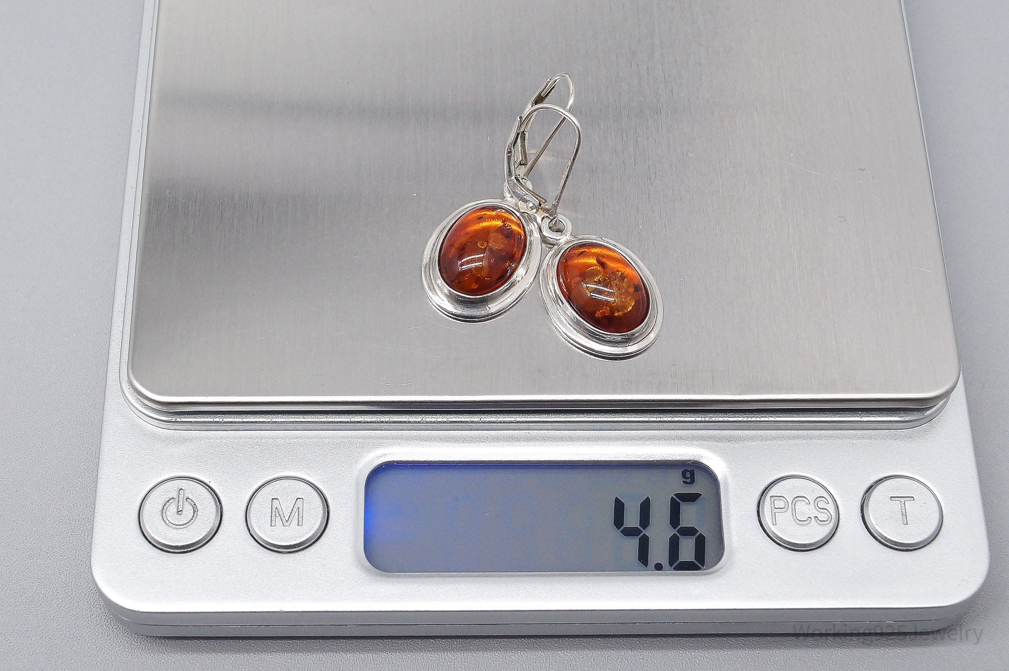 Vintage Amber Modernist Sterling Silver Earrings