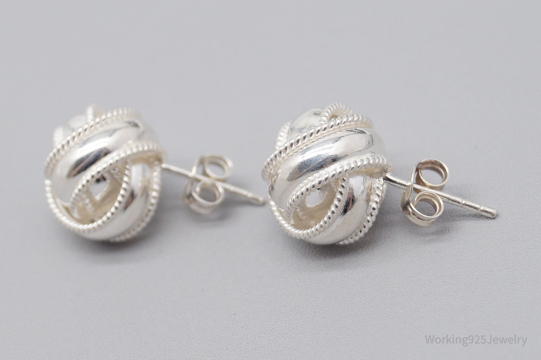 Vintage Sleek Knot Sterling Silver Earrings