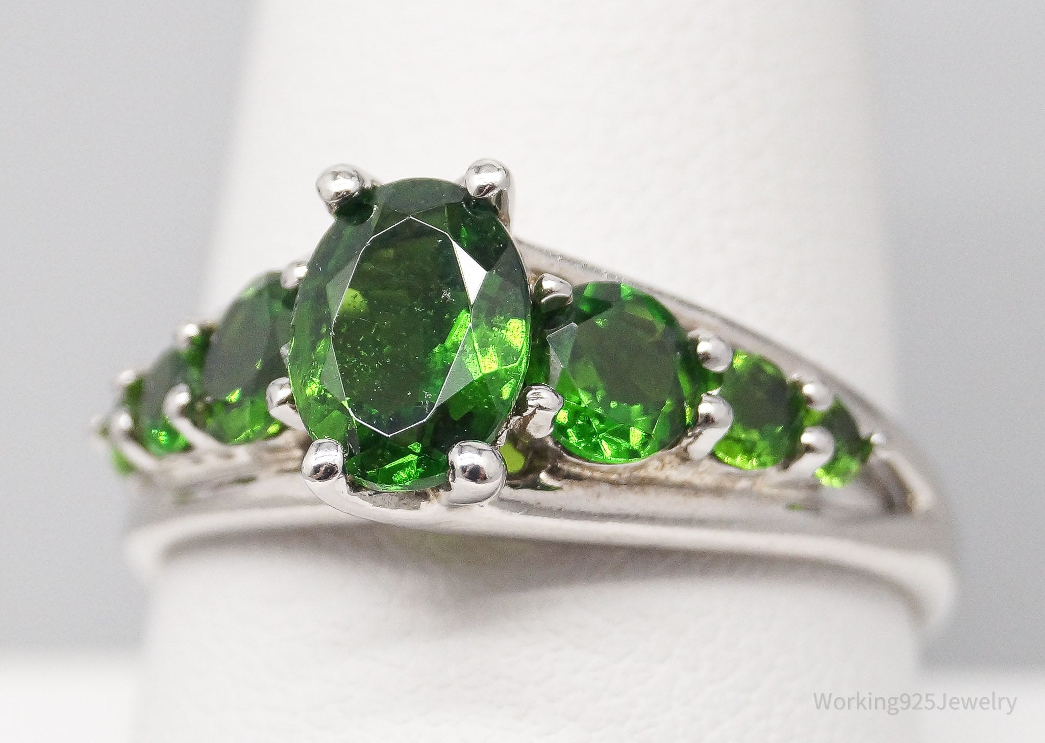 JTV Green Chrome Diopside Sterling Silver Ring - Size 10